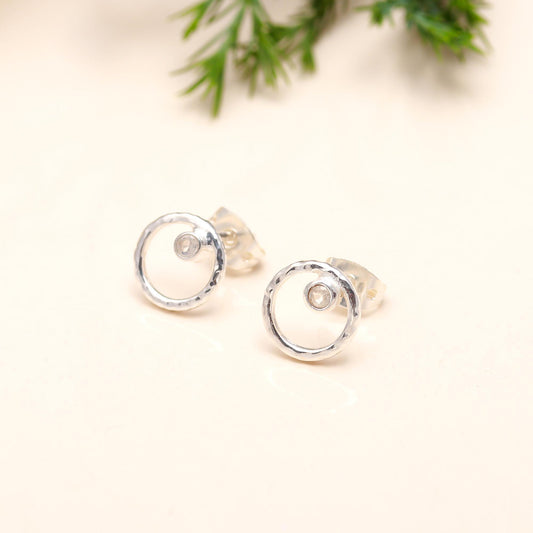 925 Sterling Silver Rainbow Moonstone Stud Earrings