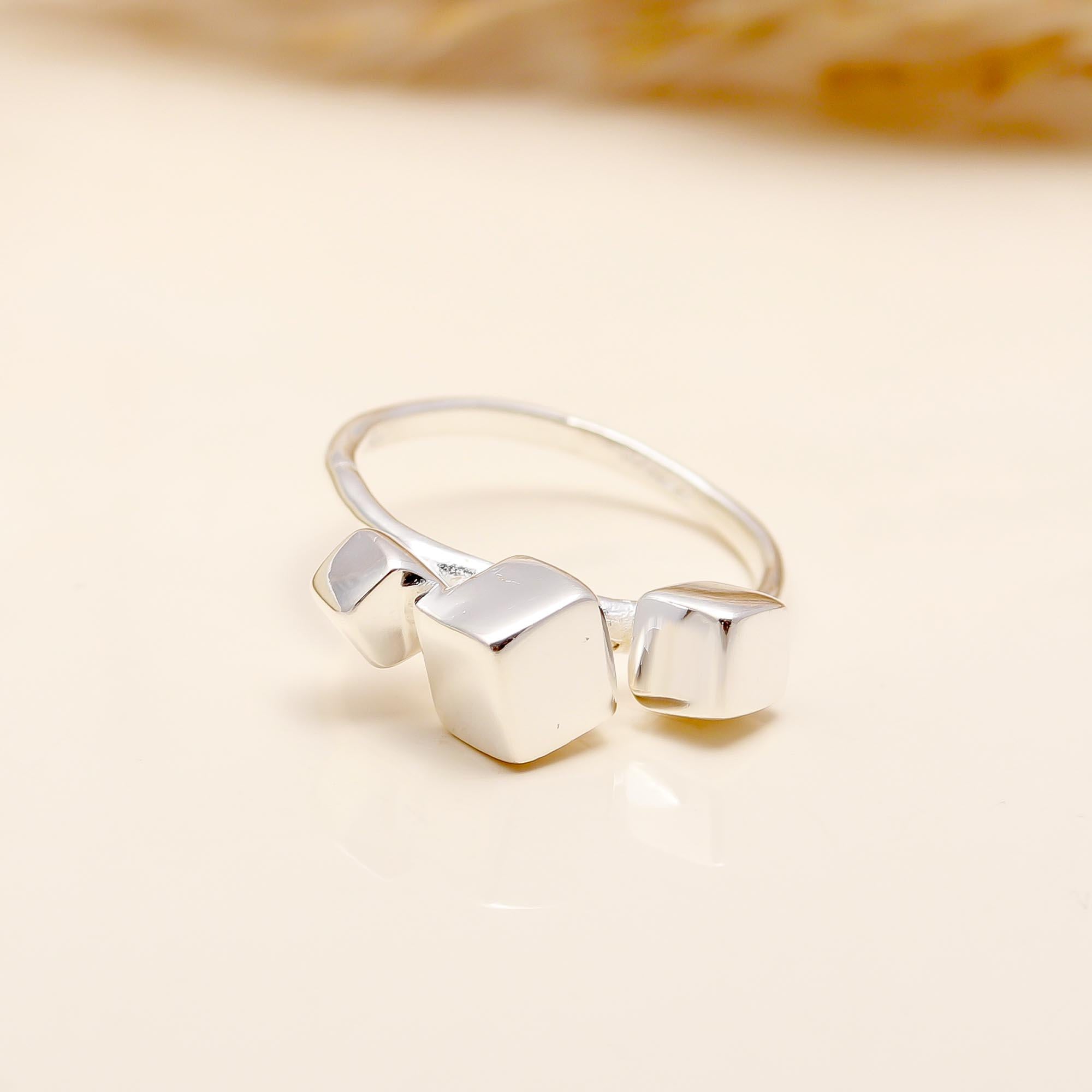925 Silver Three Cube Ring