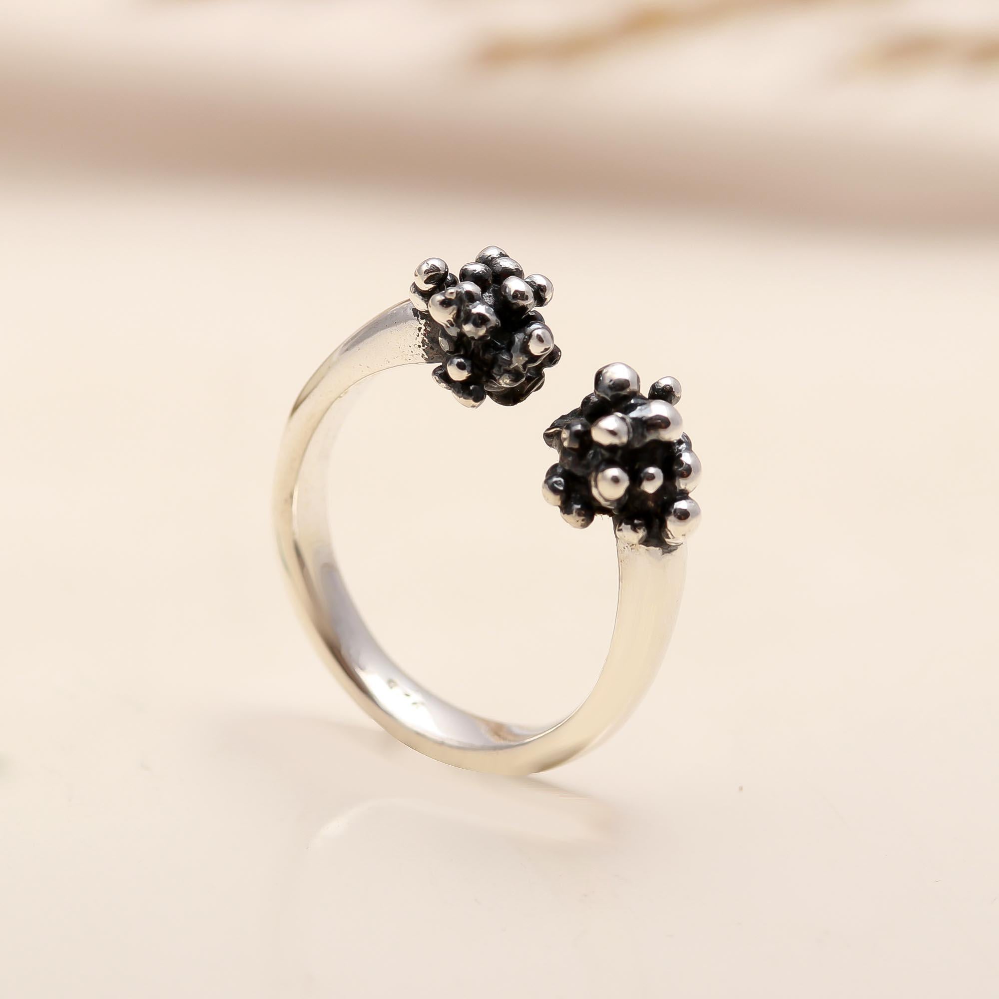 925 Silver Cluster Ball Ring
