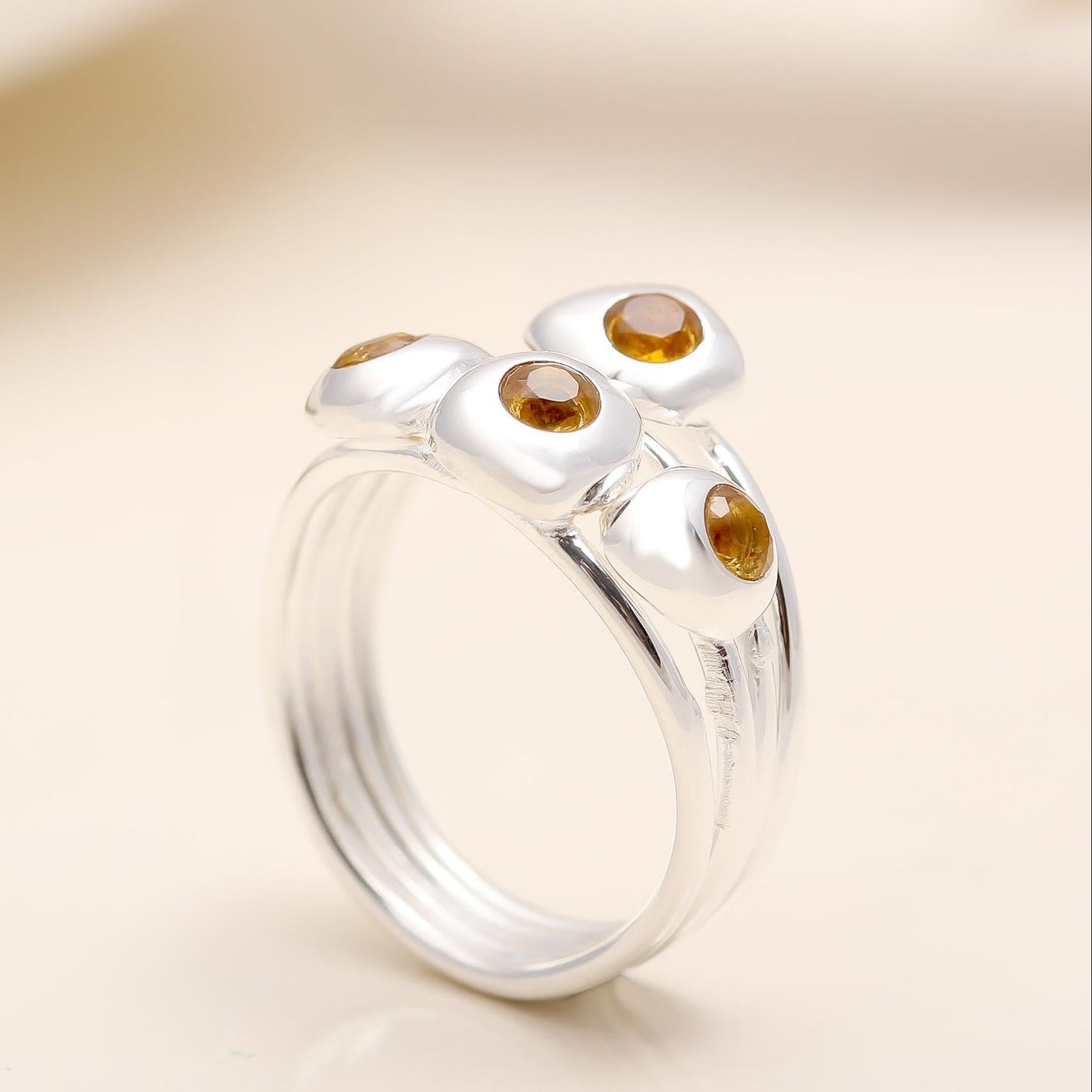 925 Silver Multi Citrine Wrap Ring
