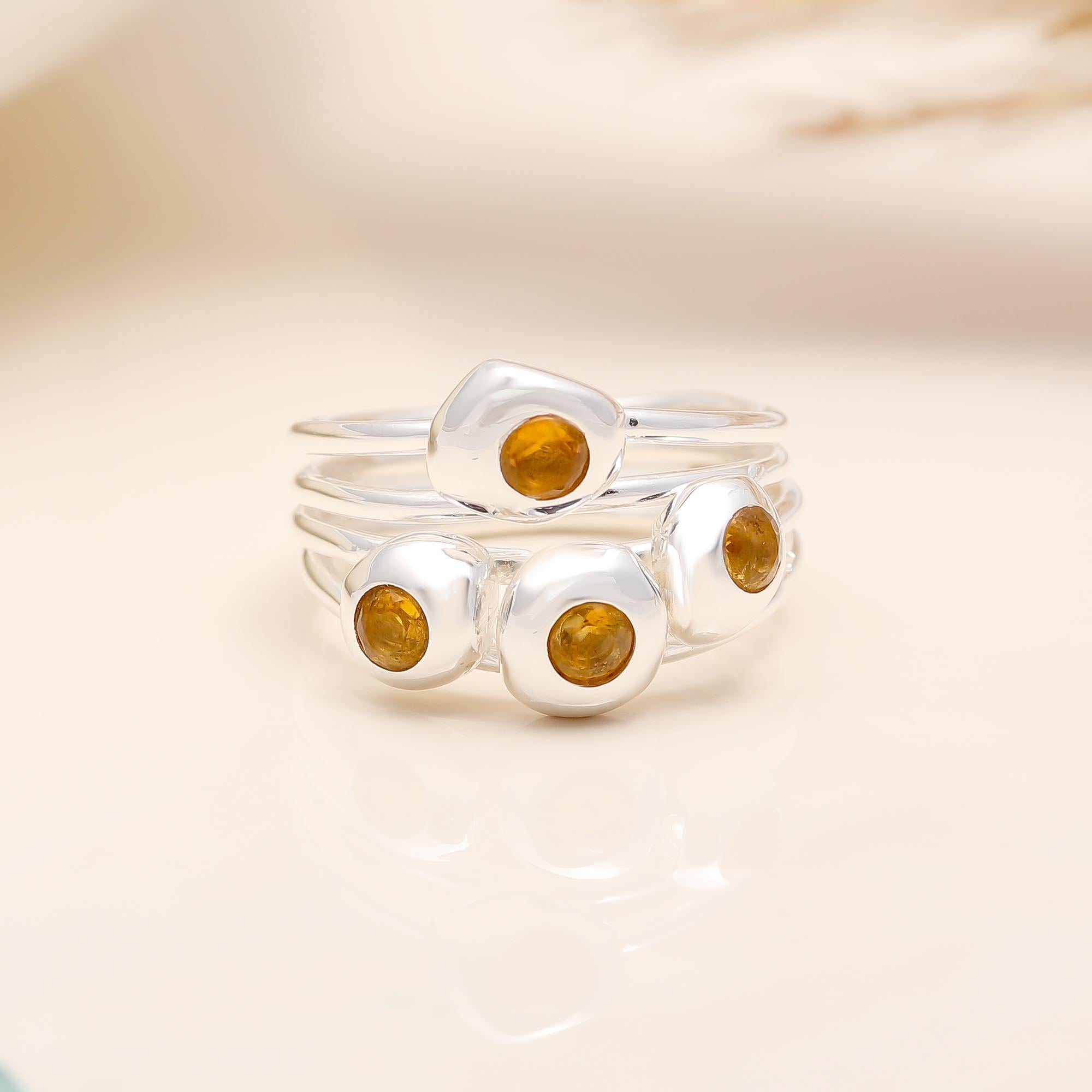 925 Silver Multi Citrine Wrap Ring