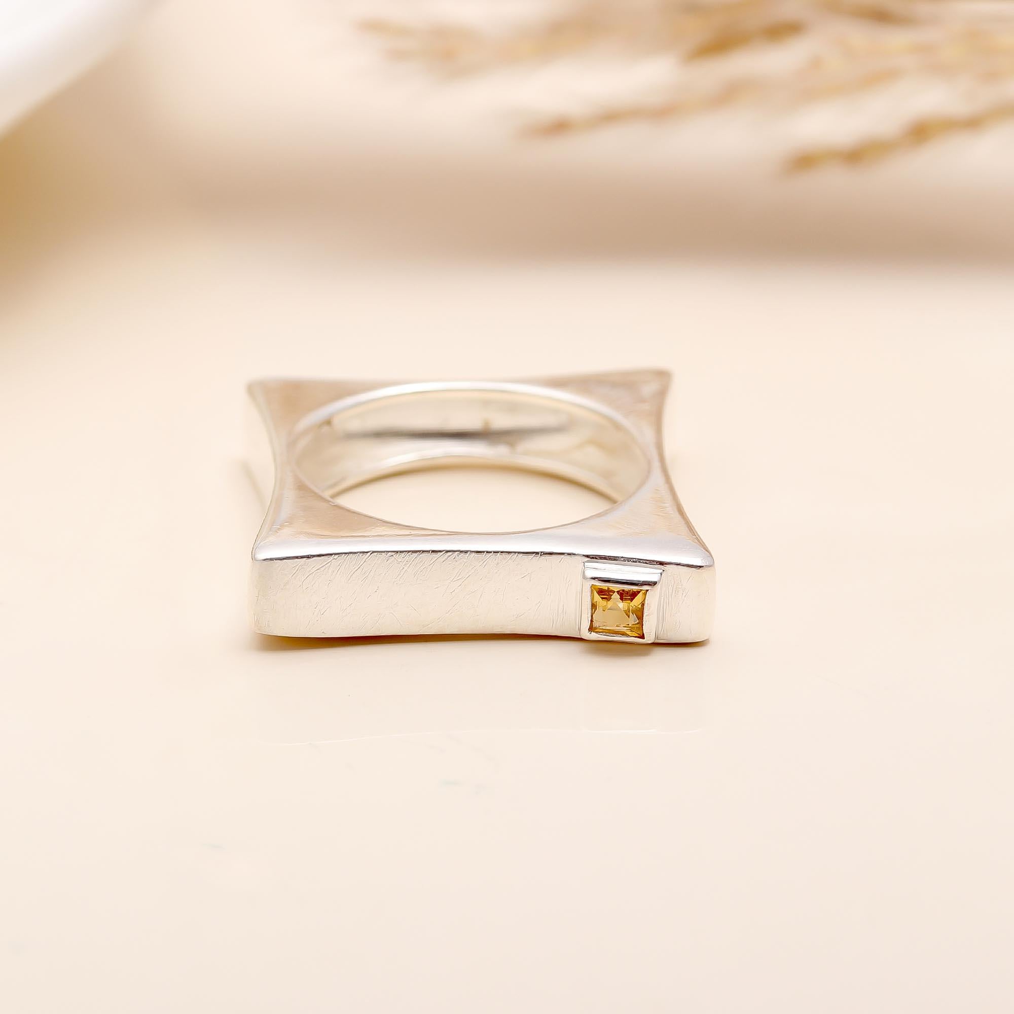 Solid 925 Silver Genuine Citrine Ring