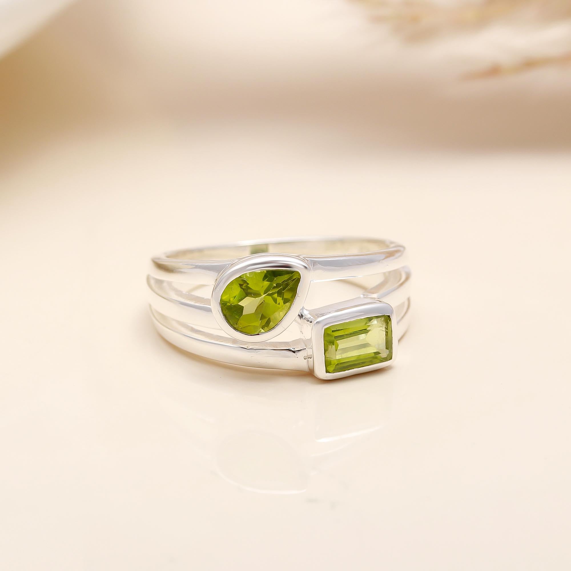 Designer 925 Sterling Silver Peridot Ring