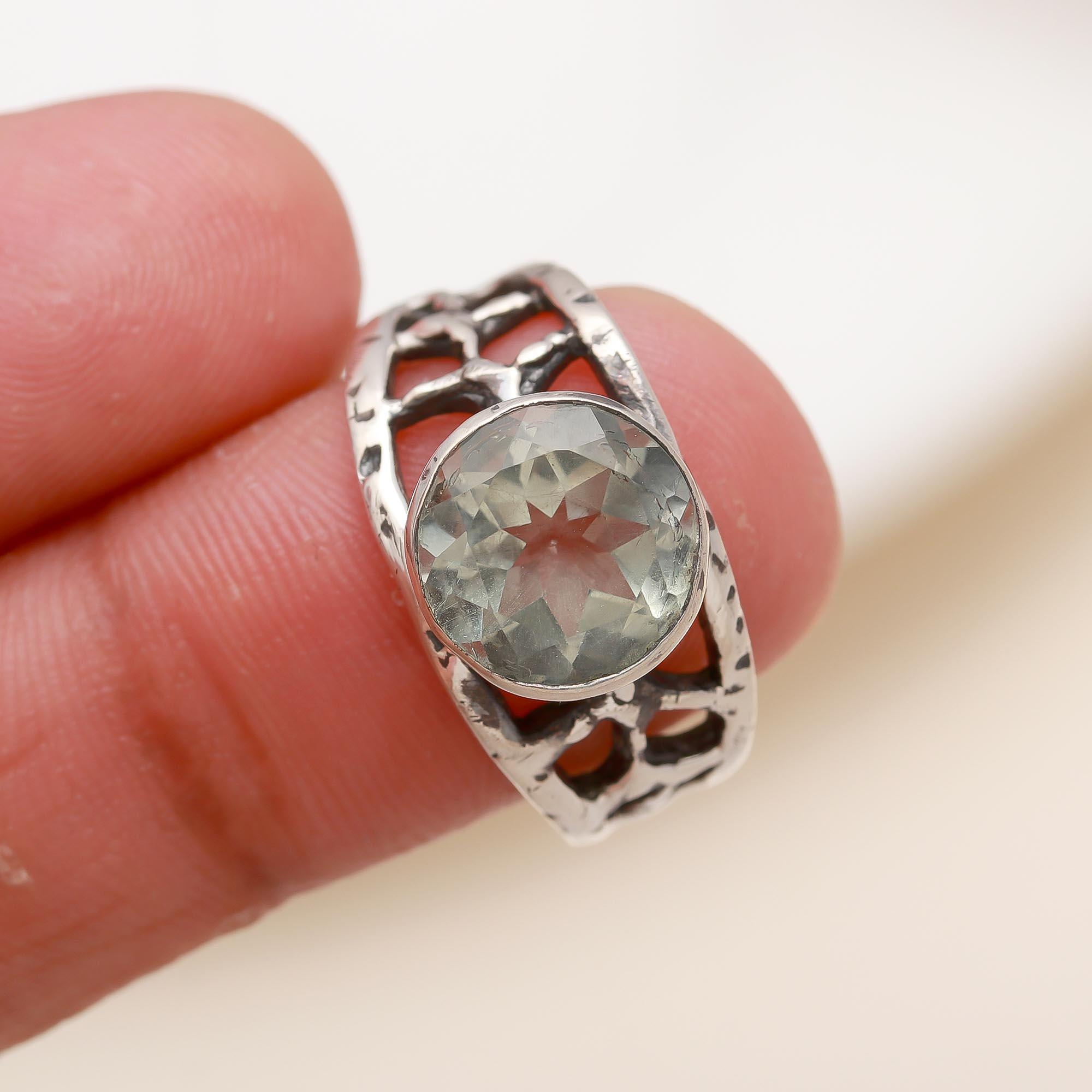 Designer 925 Sterling Silver Green Amethyst Ring