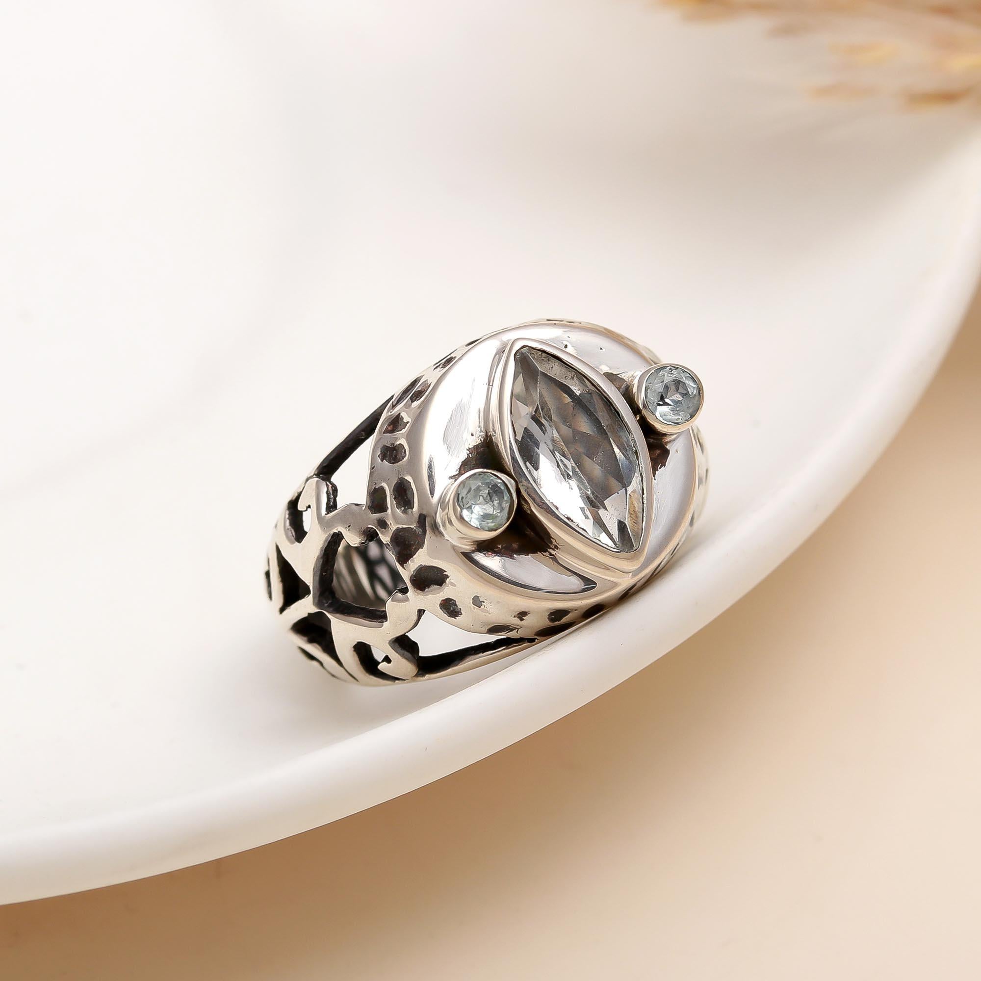 925 Silver White Topaz Ring