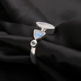 Handmade 925 Sterling Silver Multi-Rainbow Moonstone Ring