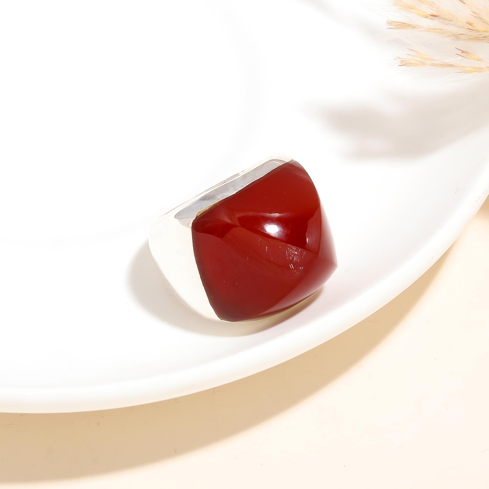 925 Silver Red Onyx Ring
