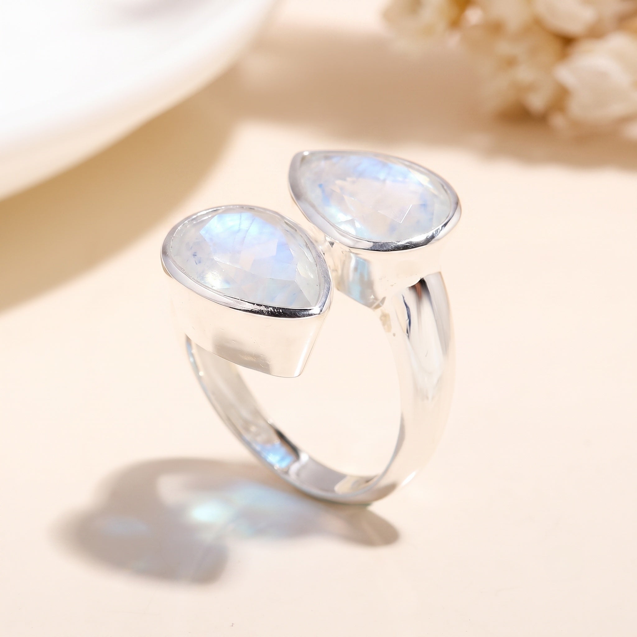 Sterling Silver Double Citrine Open Ring