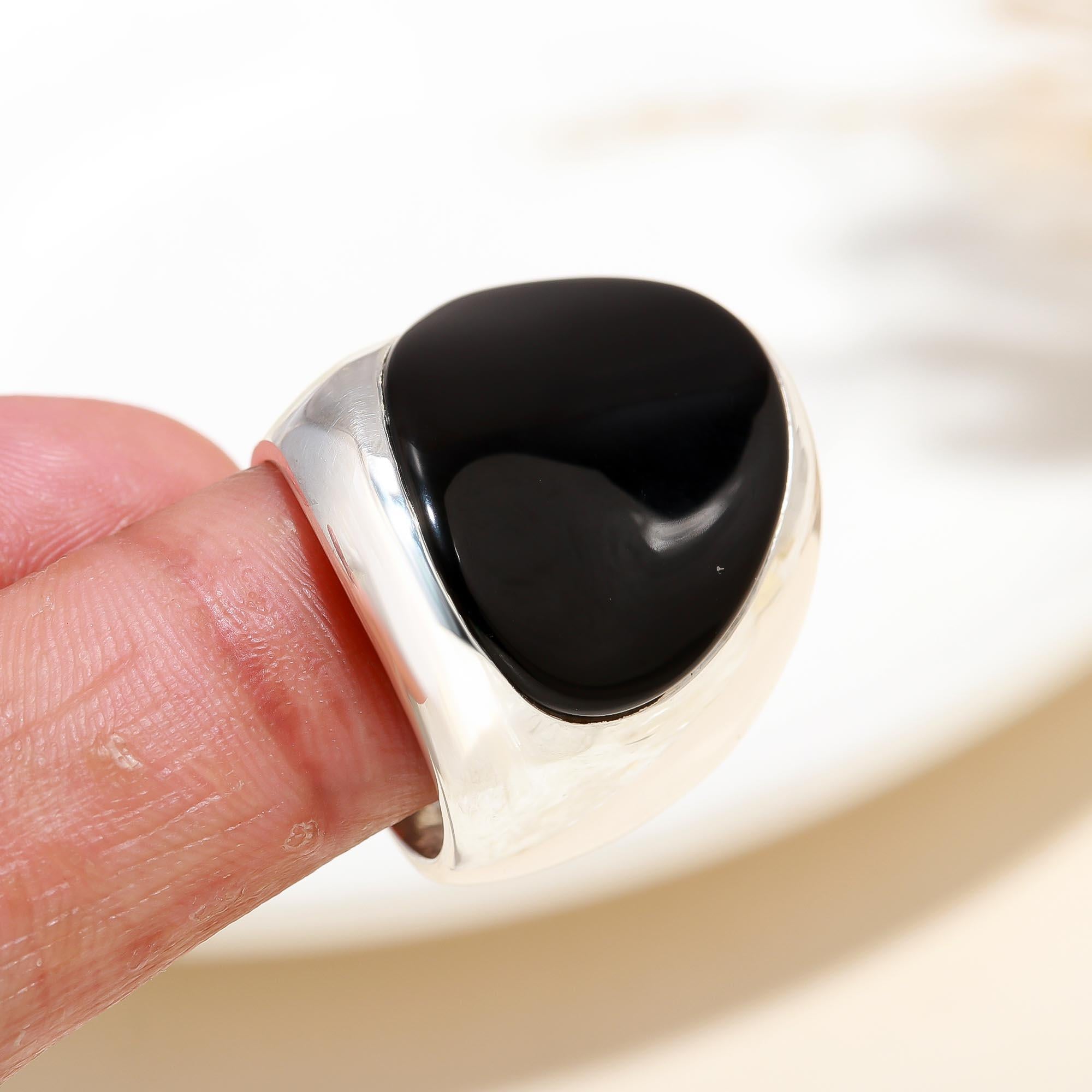 925 Silver Black Onyx Statement Ring