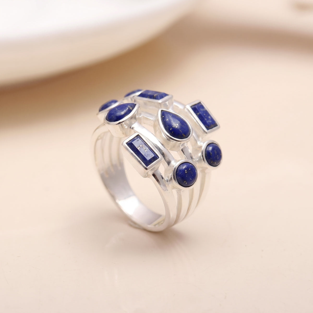 925 Silver Multi-Shape Garnet Ring