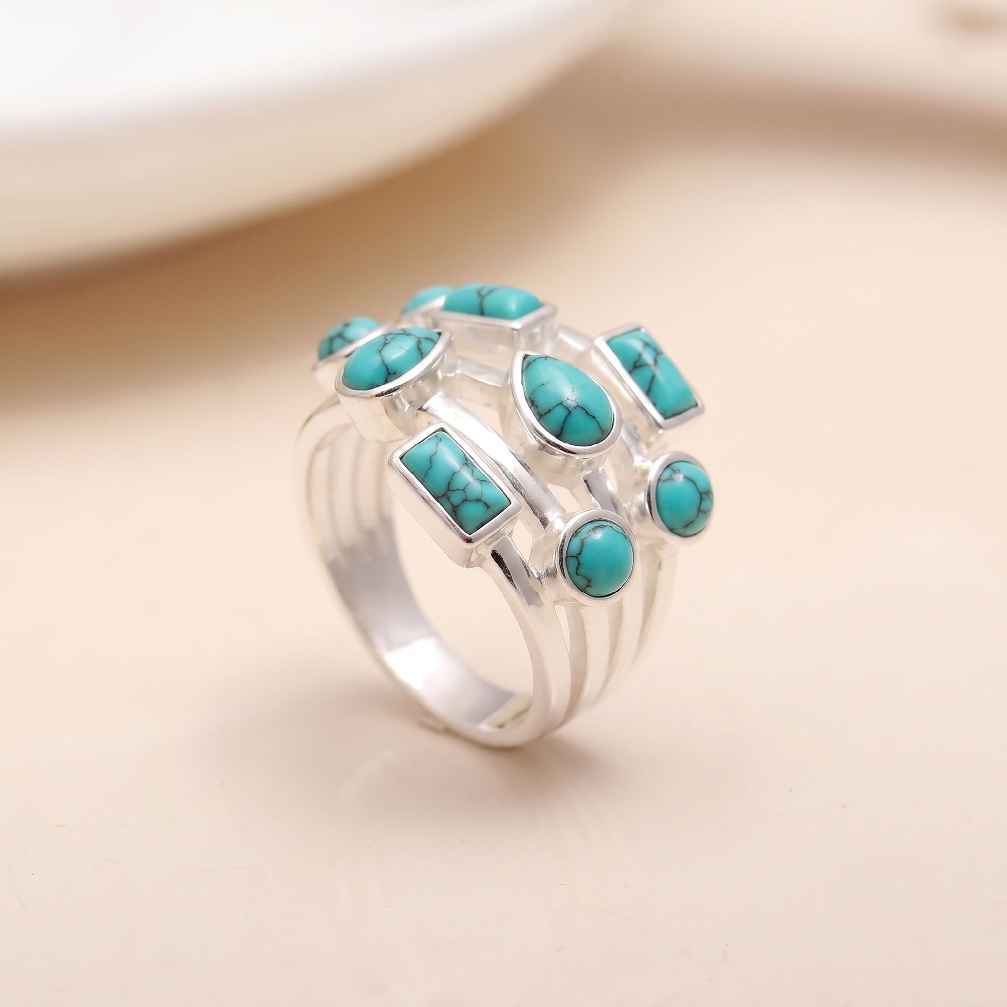 925 Silver Multi-Shape Garnet Ring