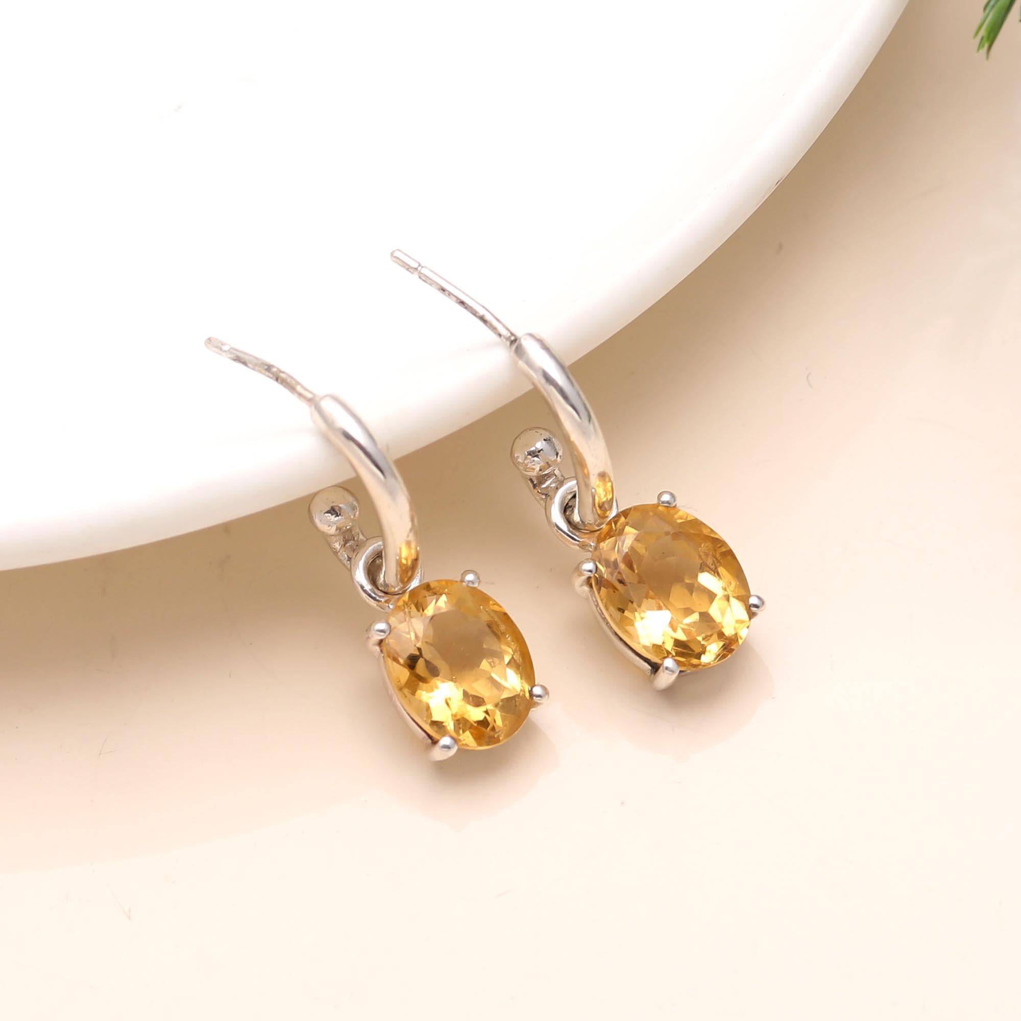 Citrine Stud Earrings  Post & Pin  925 Sterling Silver