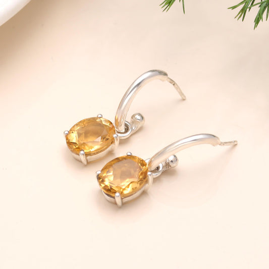 Citrine Stud Earrings  Post & Pin  925 Sterling Silver