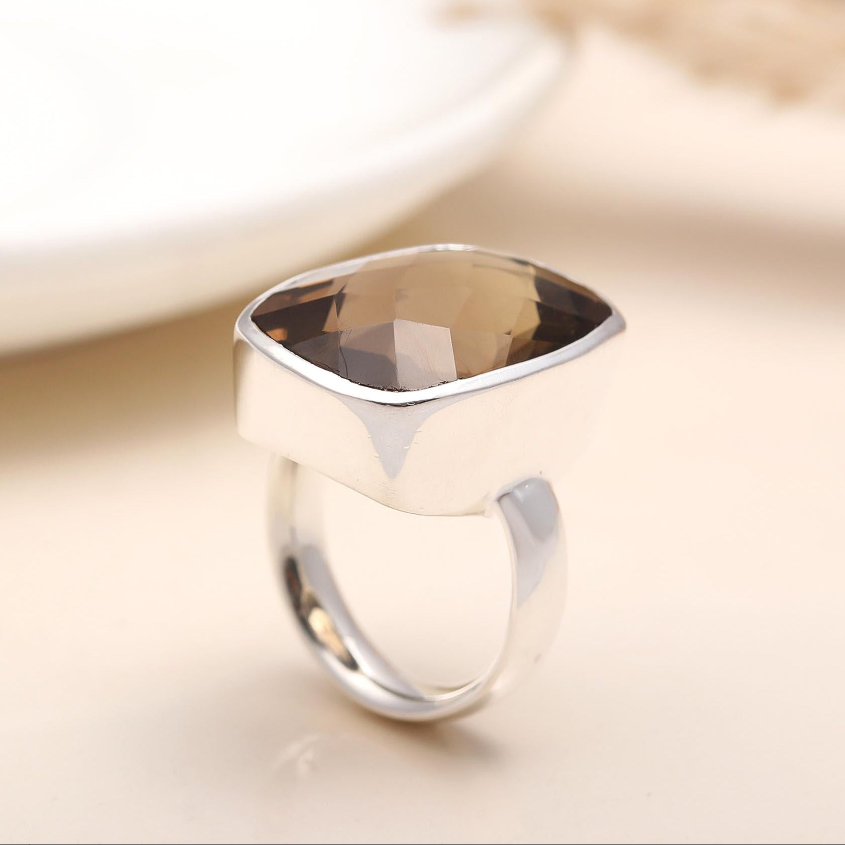 925 Silver Smoky Quartz Ring