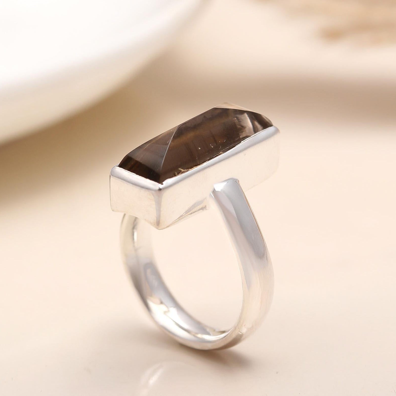 925 Silver Smoky Quartz Ring