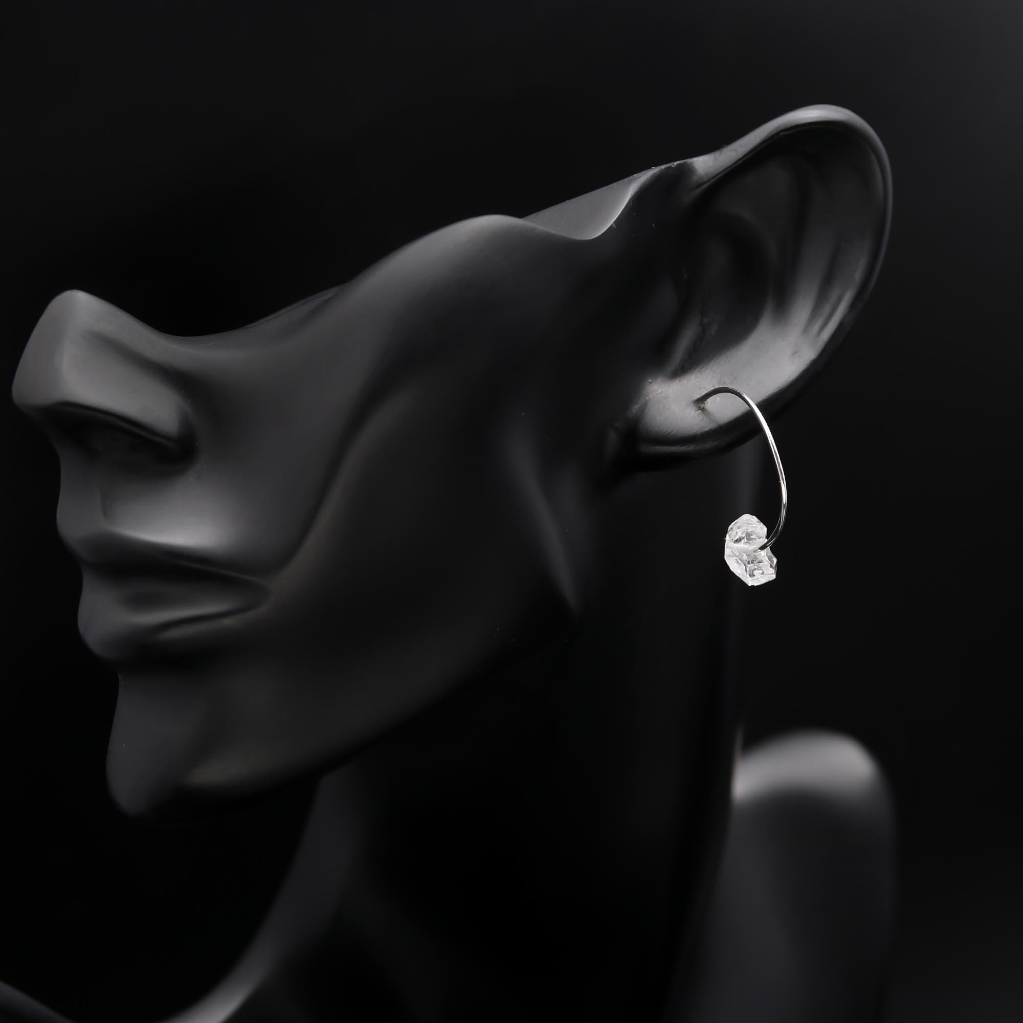 925 Silver Herkimer Quartz Hoop Earrings