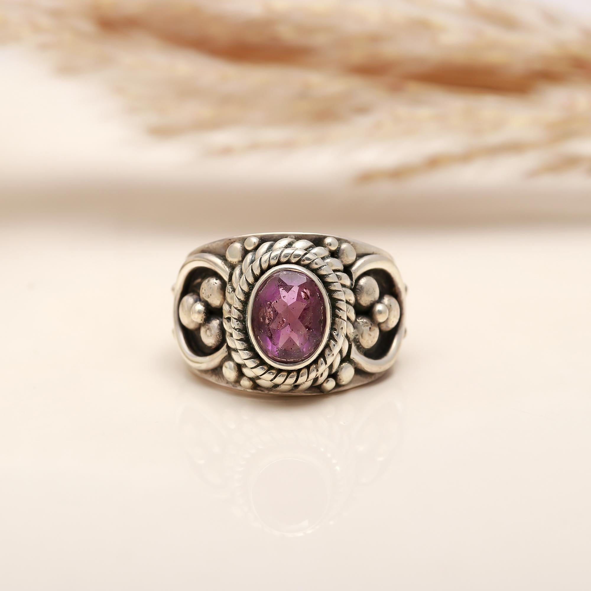 925 Silver Amethyst Boho Ring