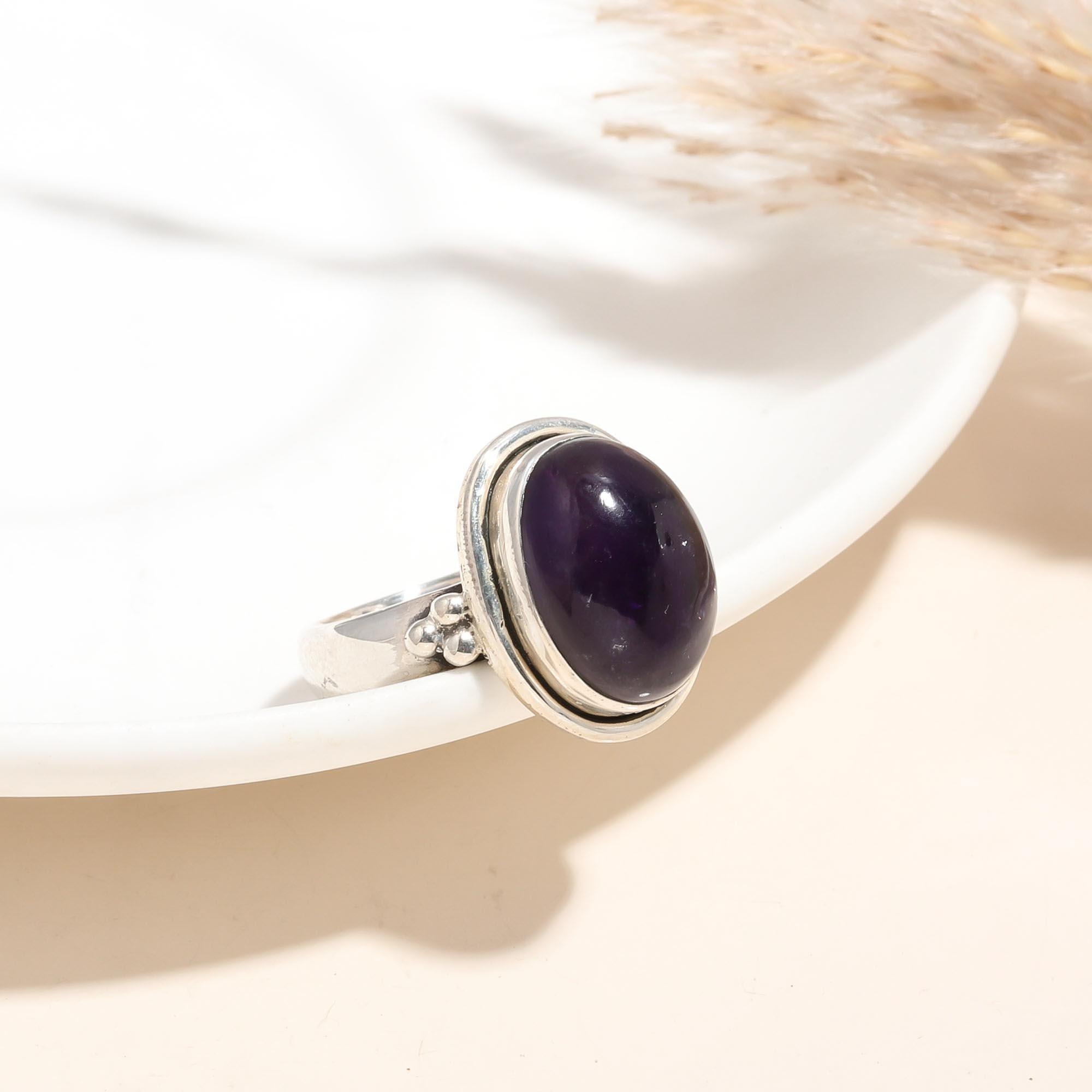 925 Silver Oval Amethyst Ring