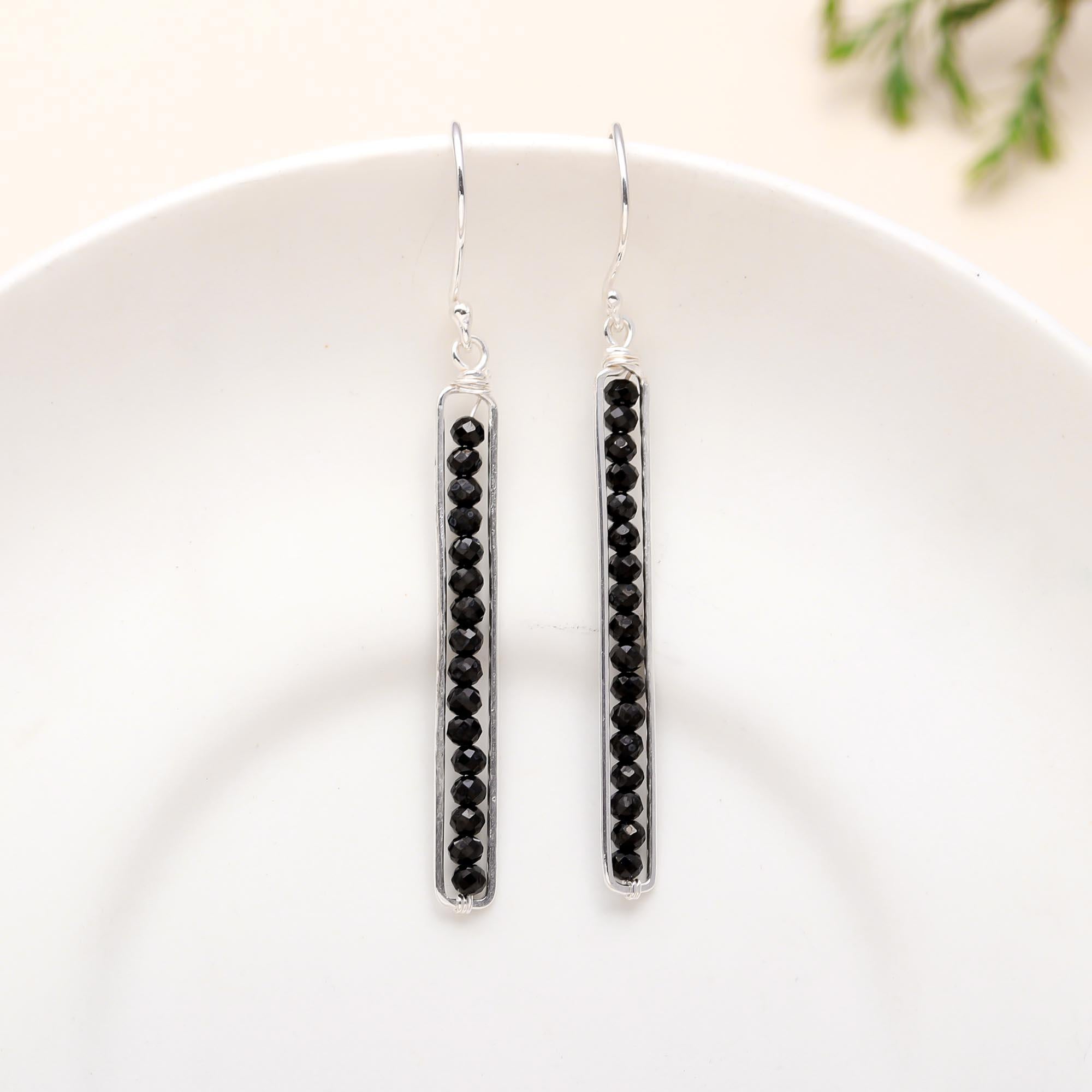 925 Silver Long Bar Dangle Earrings