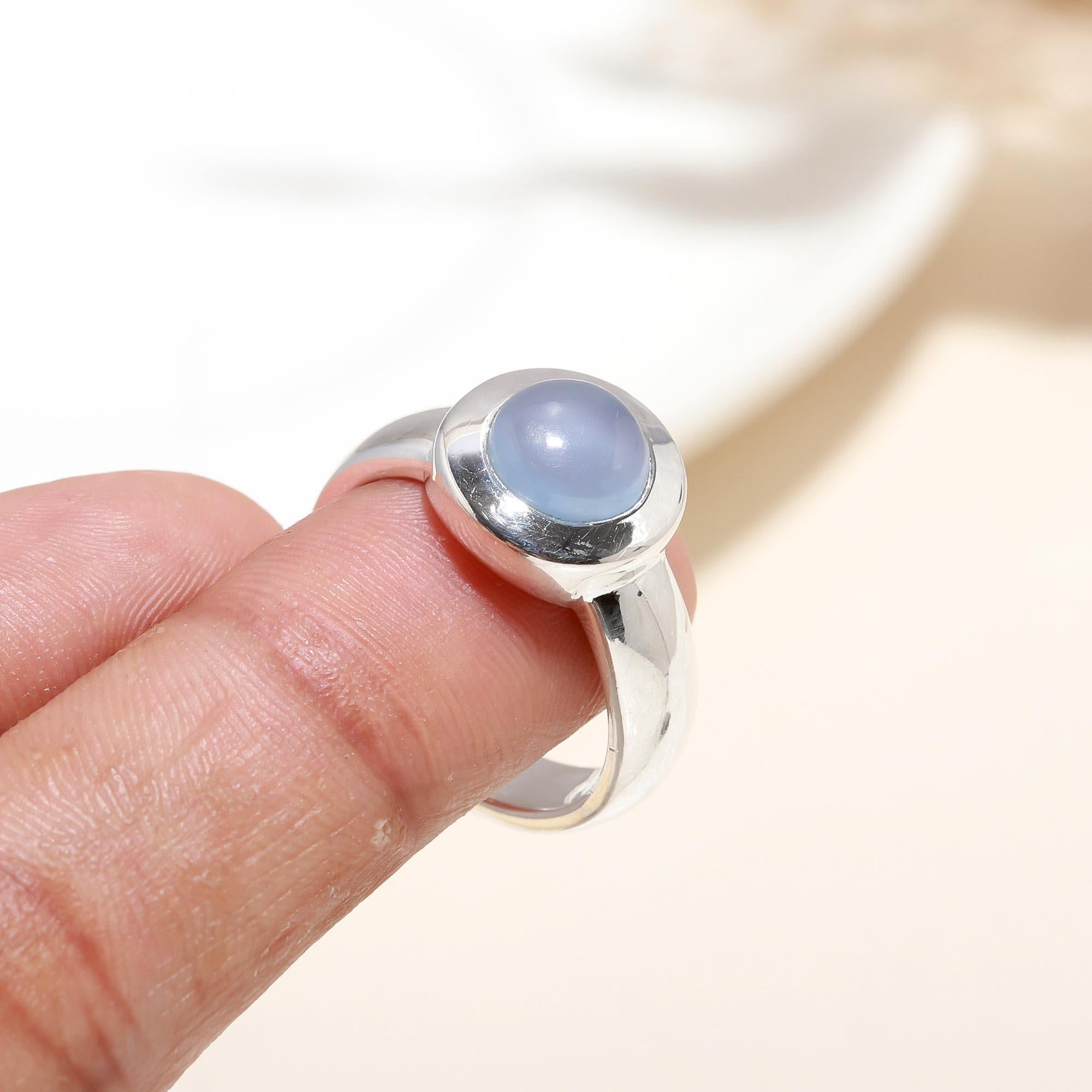 925 Silver Blue Chalcedony Ring