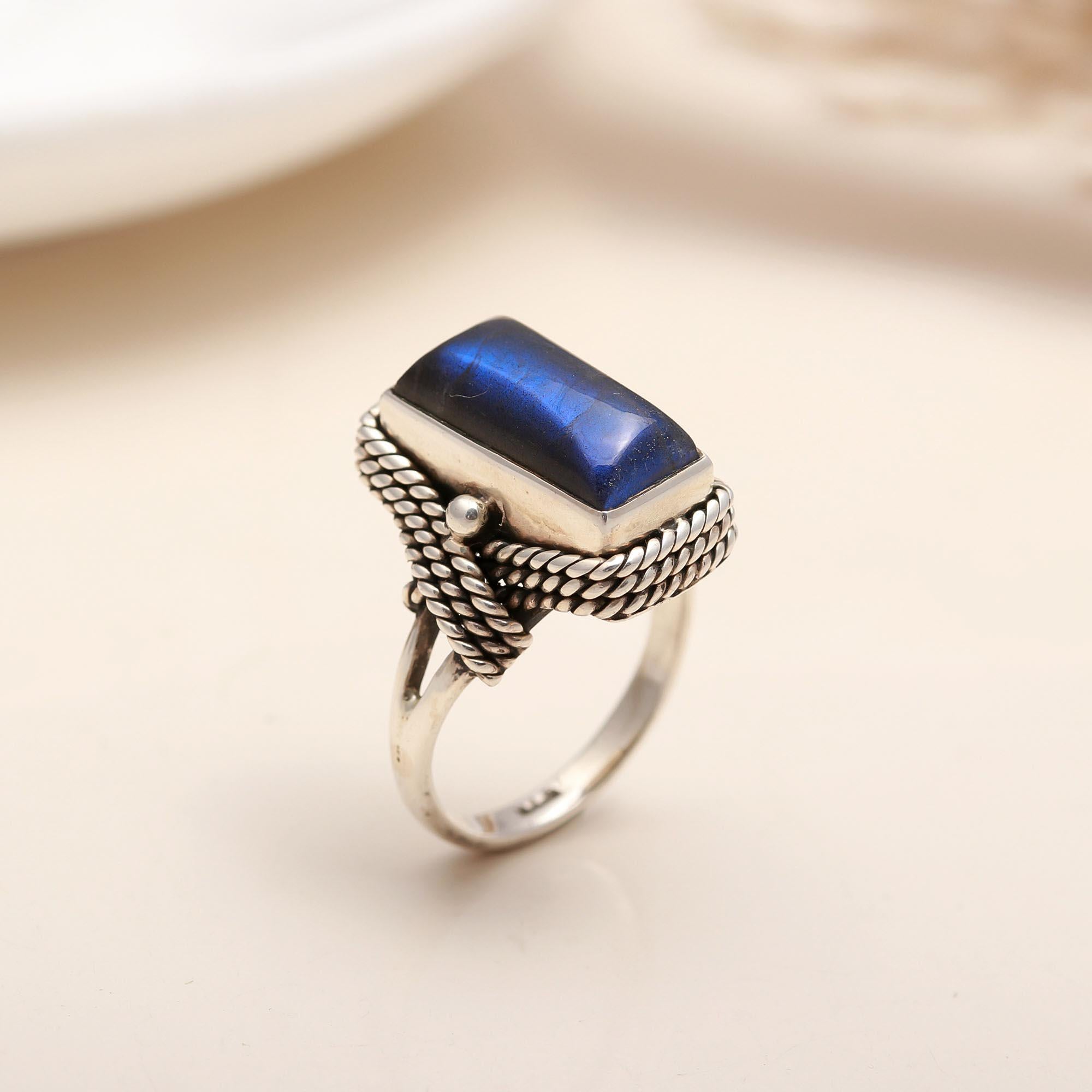 925 Silver Blue Labradorite Ring