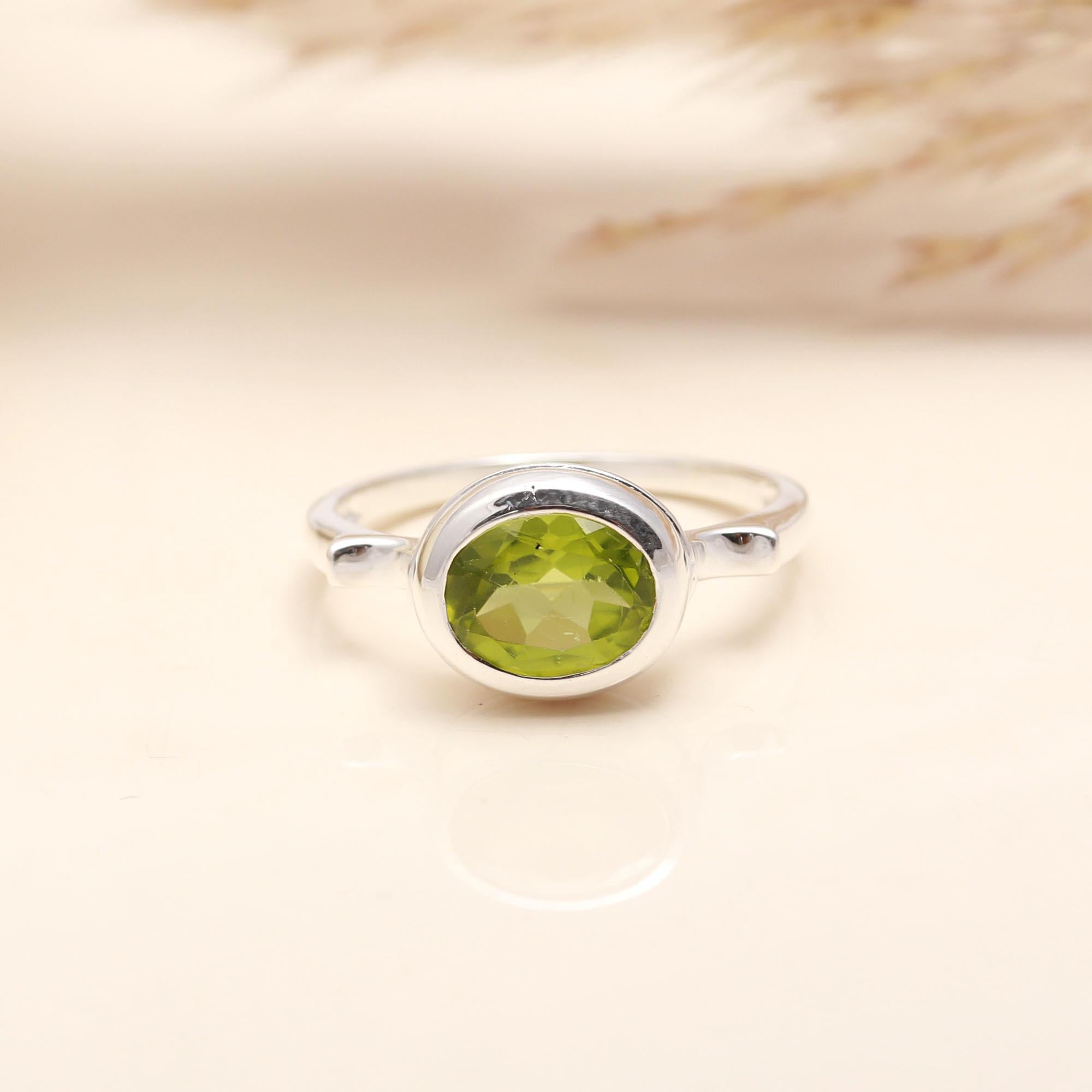 925 Silver Peridot Solitaire Ring
