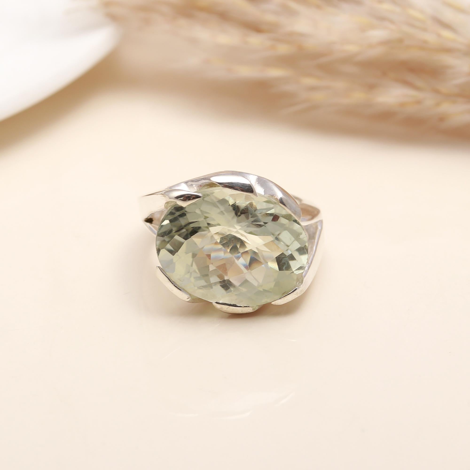 925 Silver Green Amethyst Ring