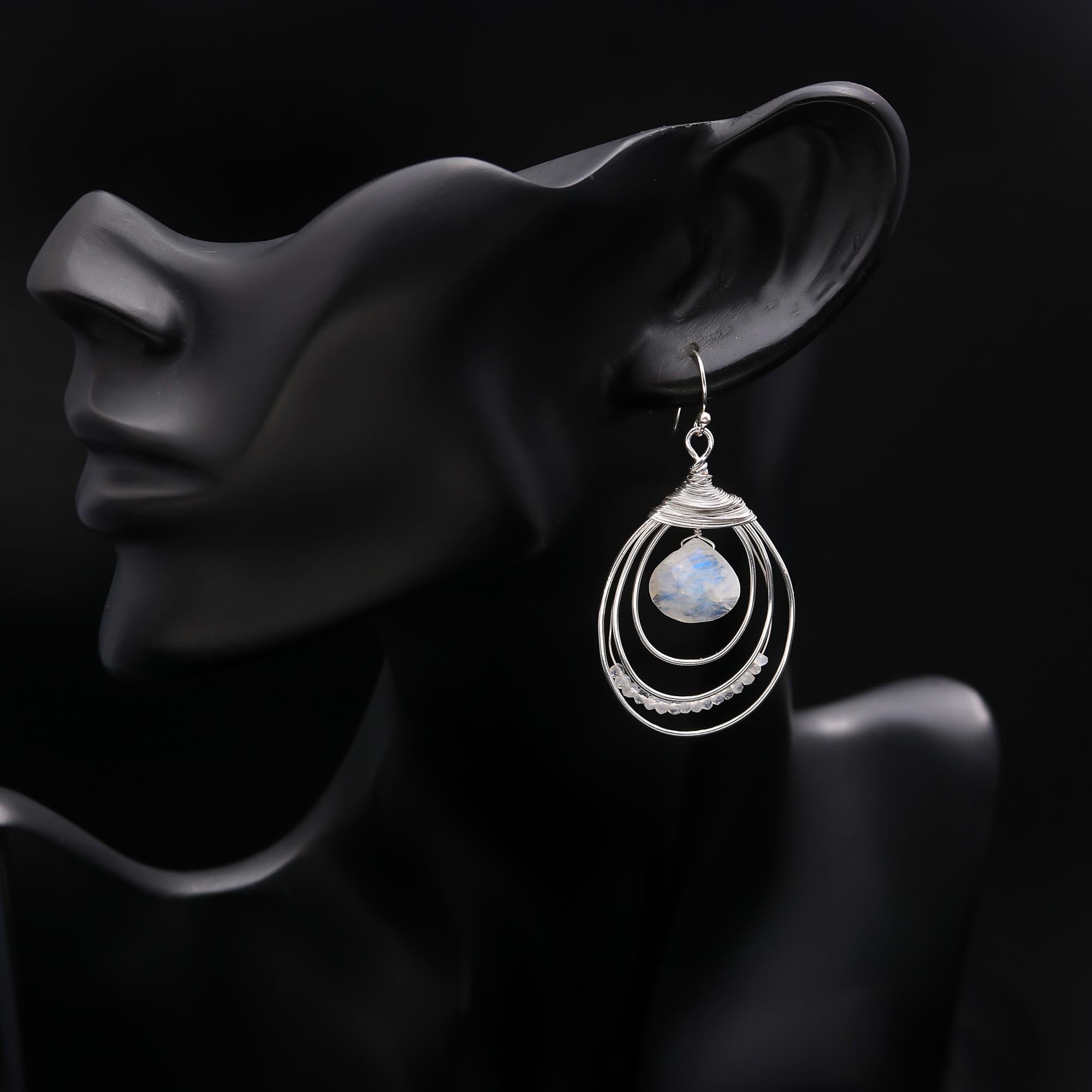 925 Silver Moonstone Dangle Earrings