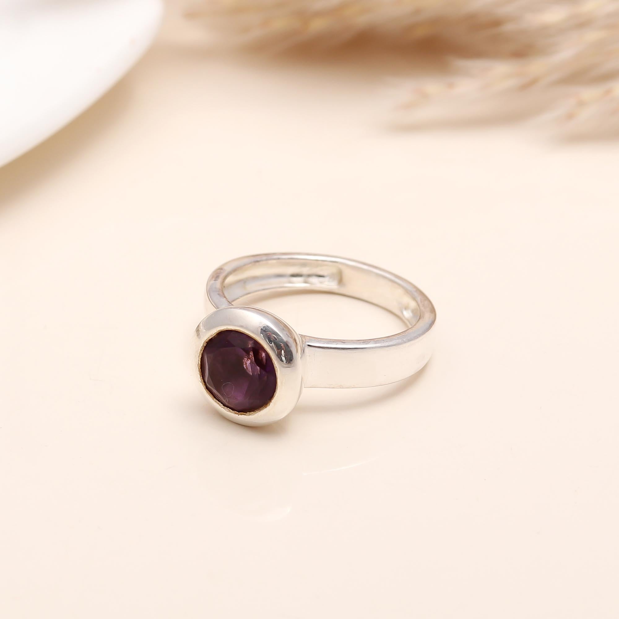 925 silver rhodolite garnet bezel ring