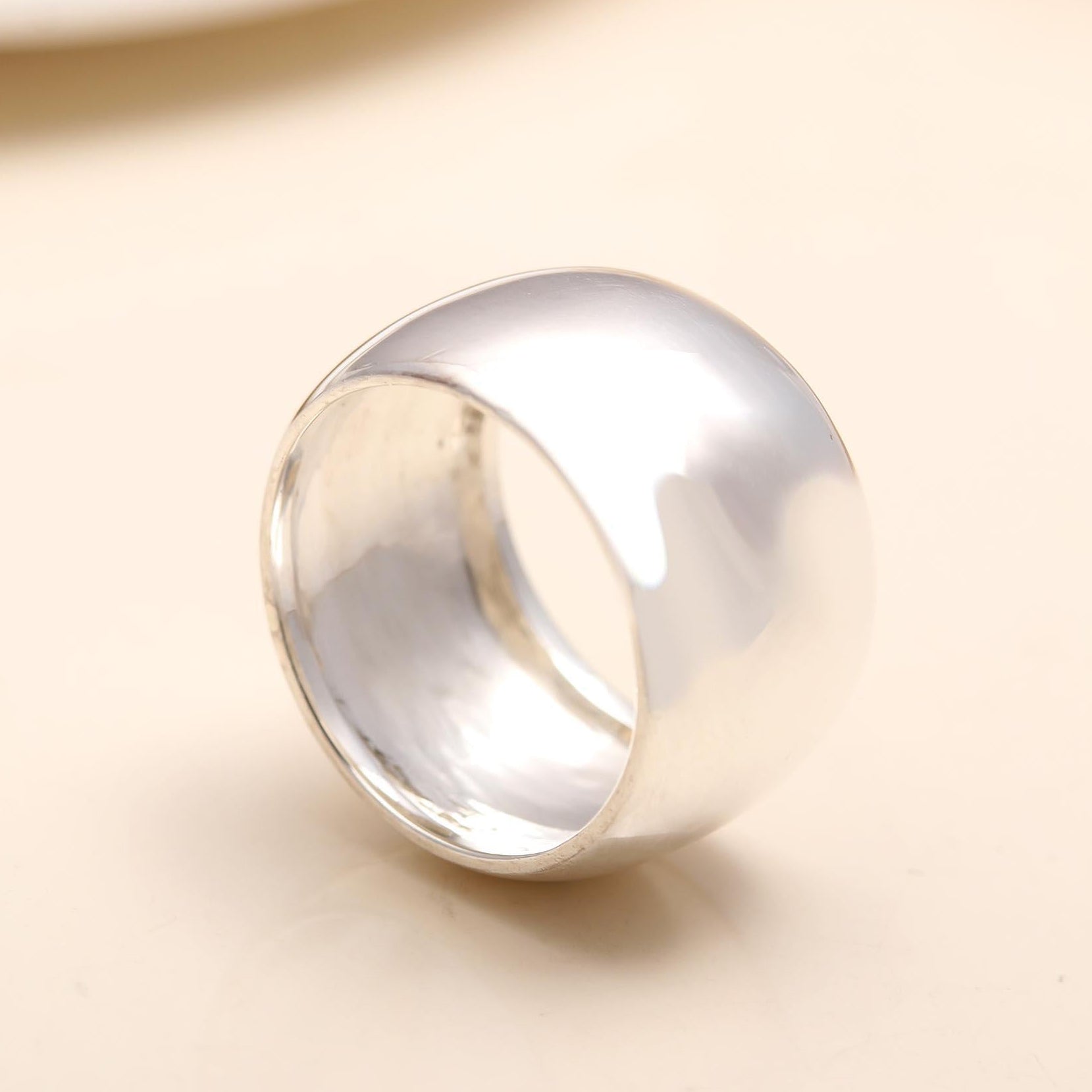 925 Silver Wide Dome Statement Ring close-up
