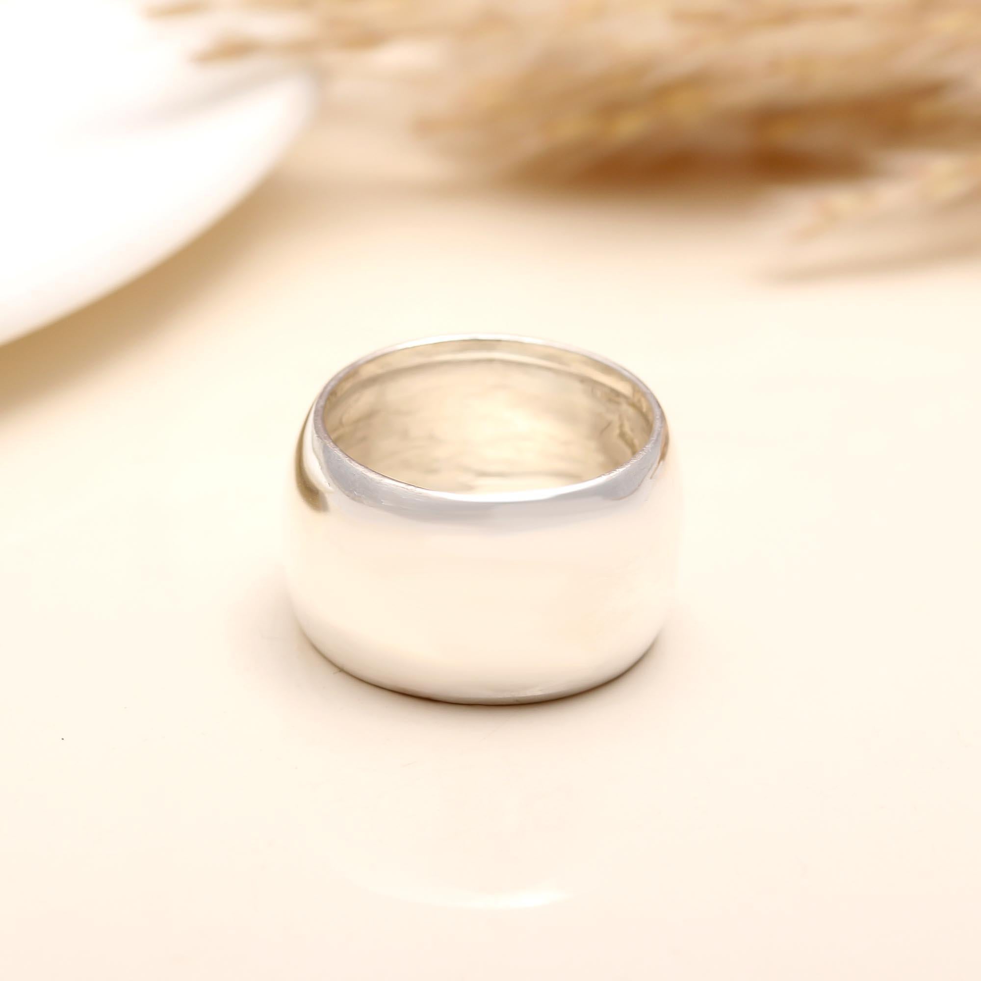 Elegant wide dome ring in sterling silver