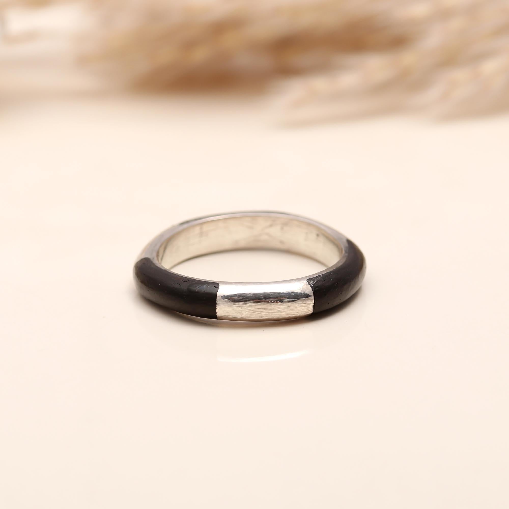 black and silver statement ring for daily wear
