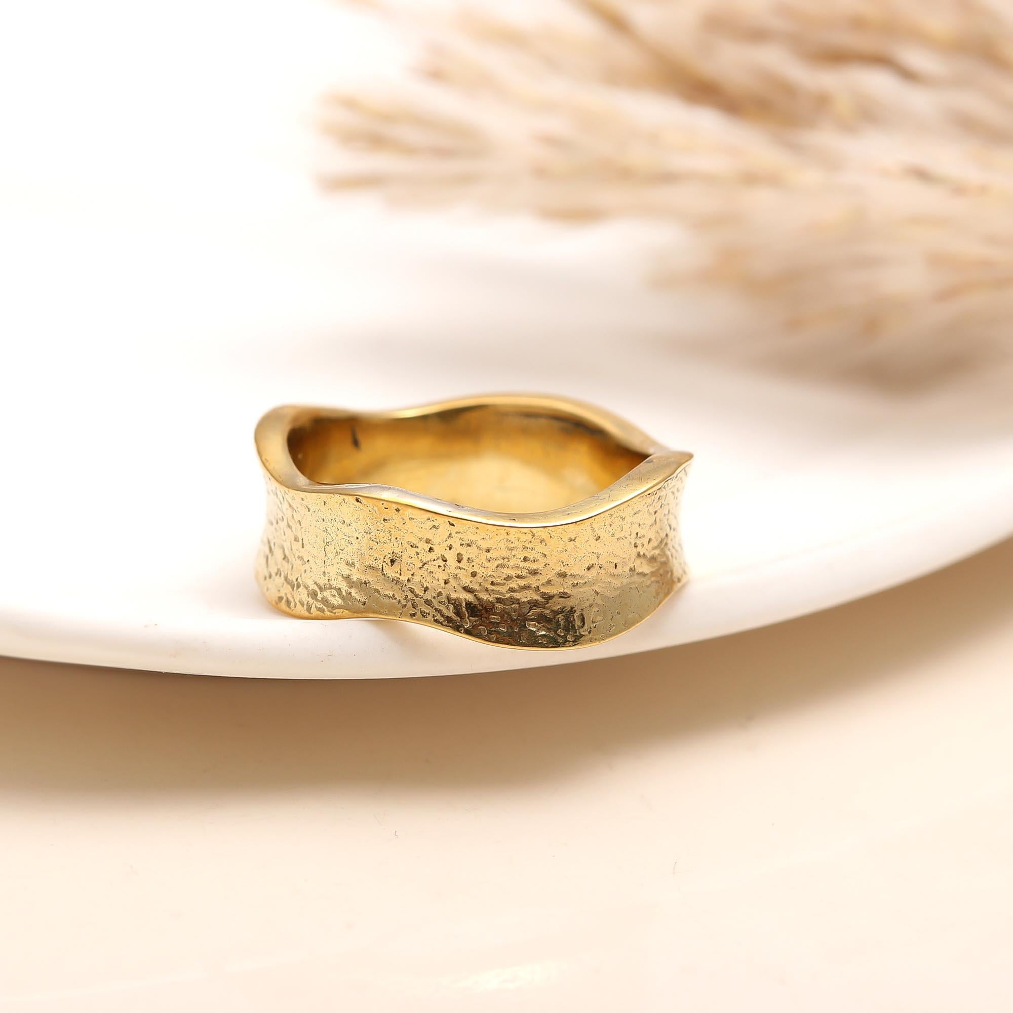 925 Silver Textured Wave Band Ring close-up