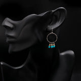 925 Silver Turquoise Bead Earrings with Black Rhodium