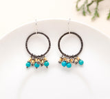 925 Silver Turquoise Bead Earrings with Black Rhodium