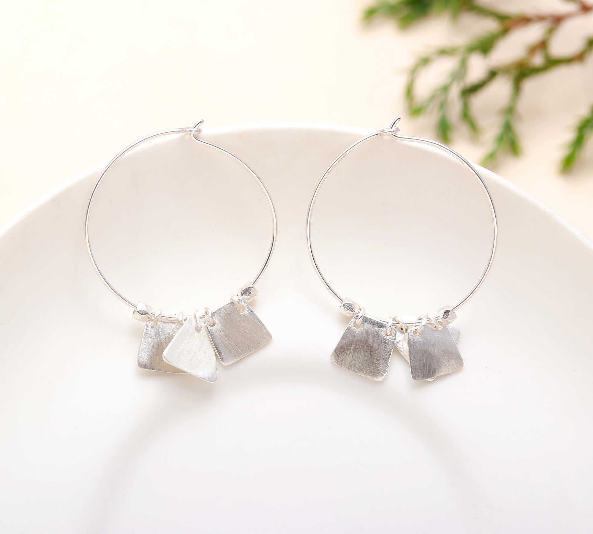 925 Sterling Silver Plain Designer Hoop Earrings