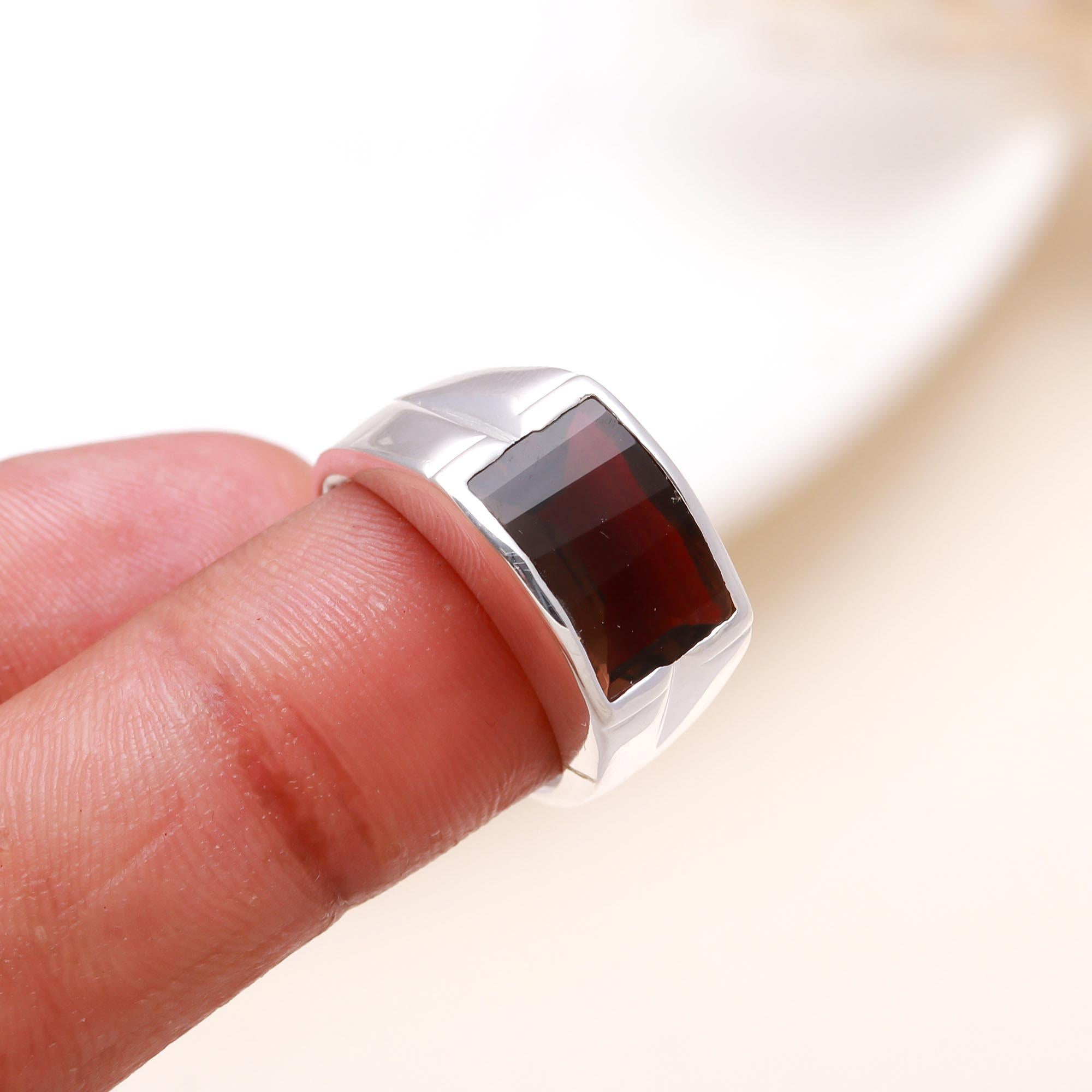 Statement smoky quartz ring displayed on finger