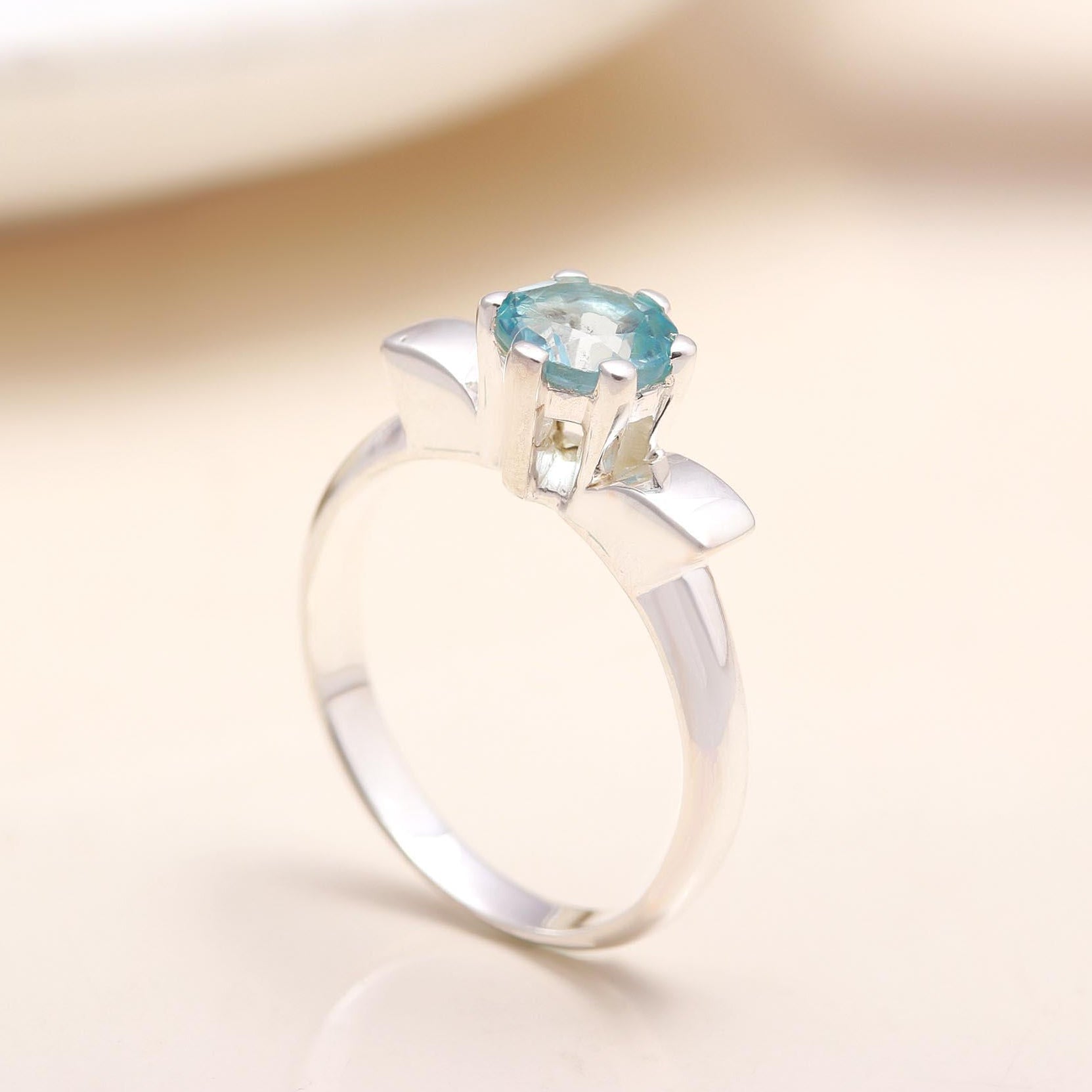 Handmade aquamarine sterling silver solitaire ring