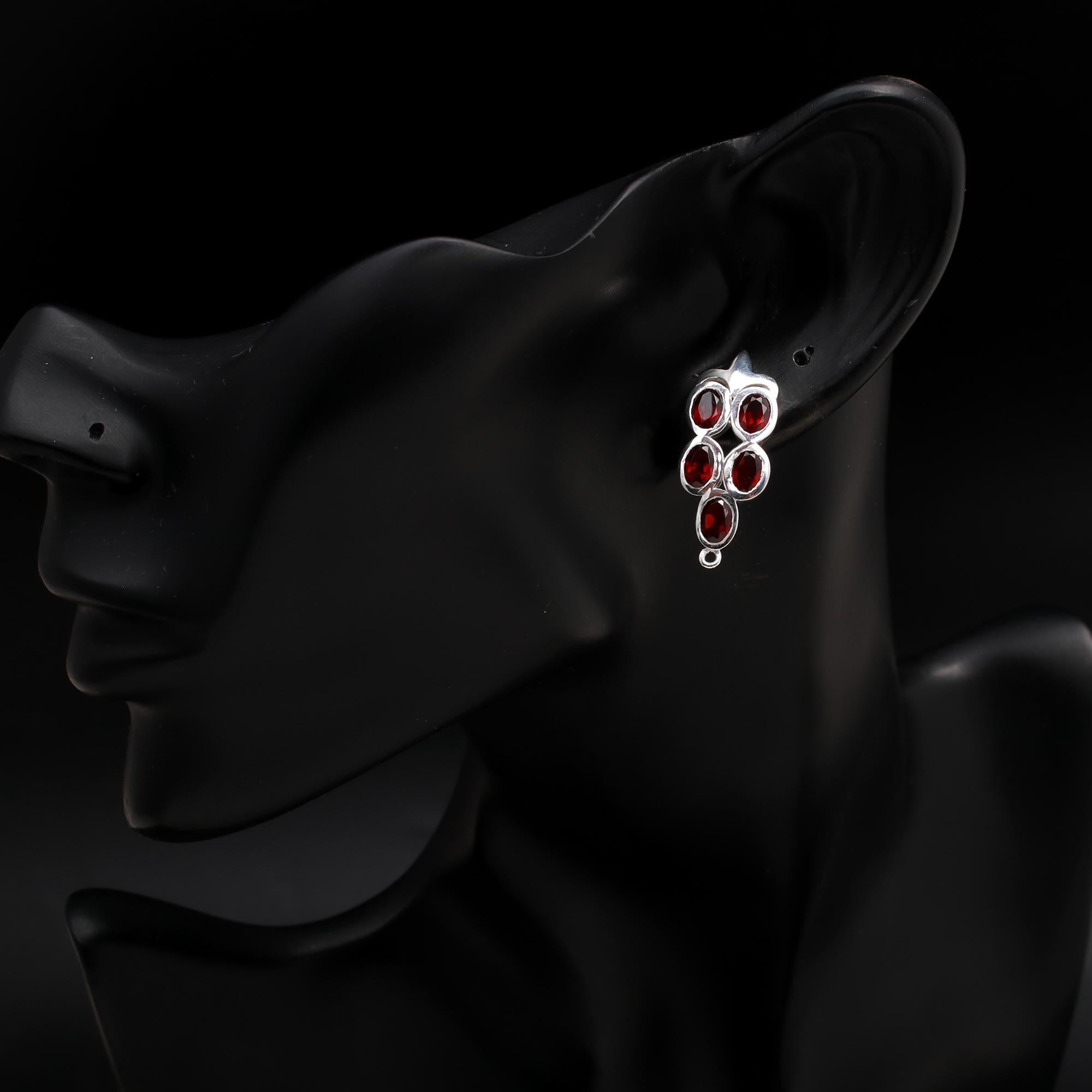 925 Silver Multi Garnet Cluster Earrings