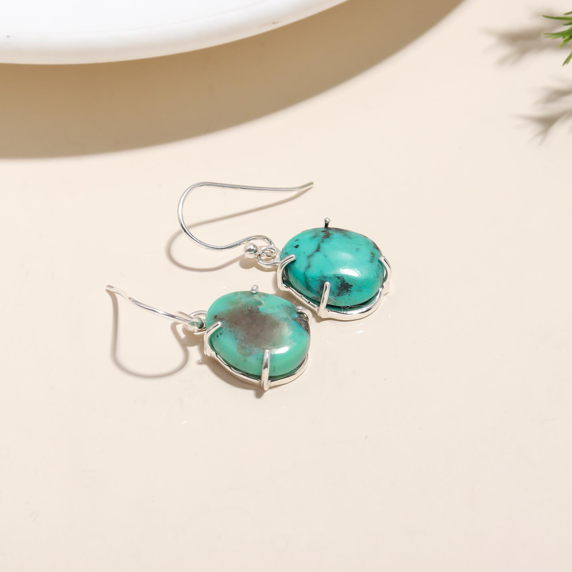 925 Sterling Silver Turquoise Dangle Earrings