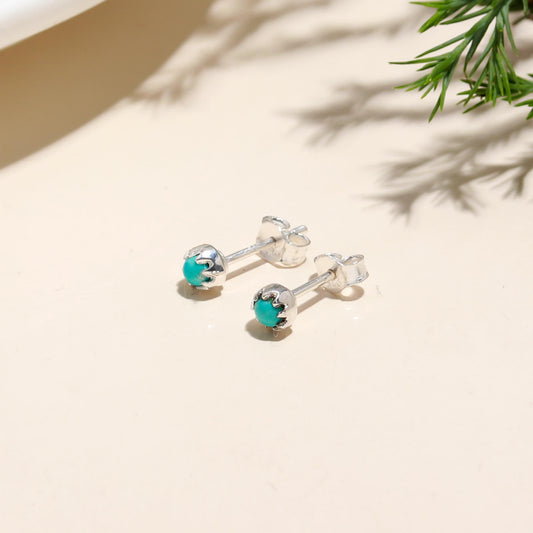 925 Sterling Silver Boho Turquoise Stud Earrings Pushback