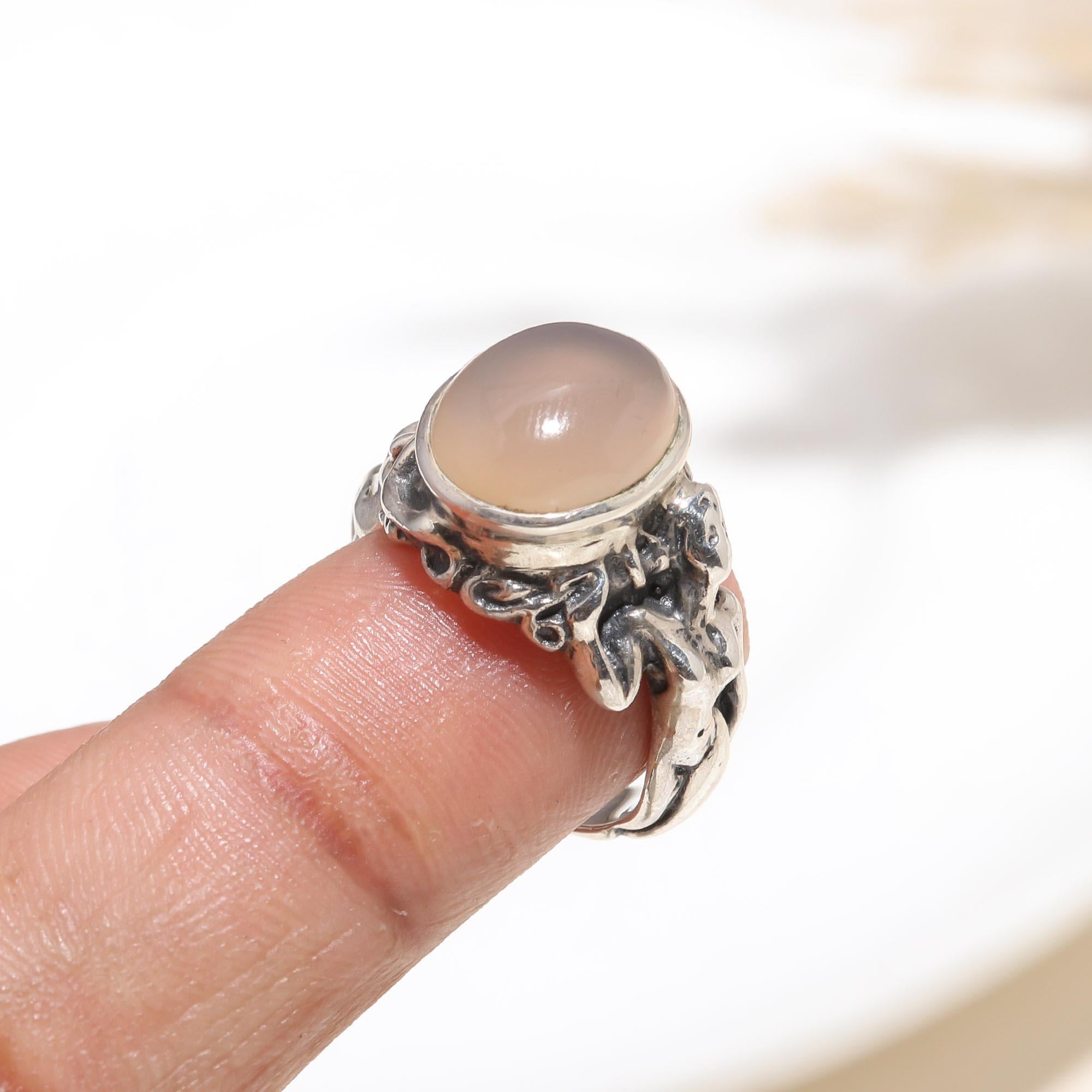 The Mystic Blush: Rose Quartz Sculptural Silver Ring