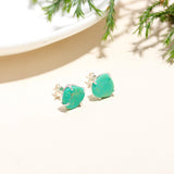 Solid 925 Sterling Silver Boho Turquoise Stud Earring With Pushbacks