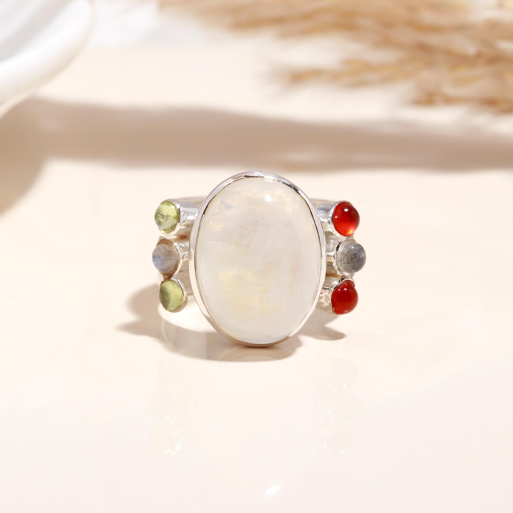 The Lunar Scroll: Grey Moonstone & Silver Filigree Ring