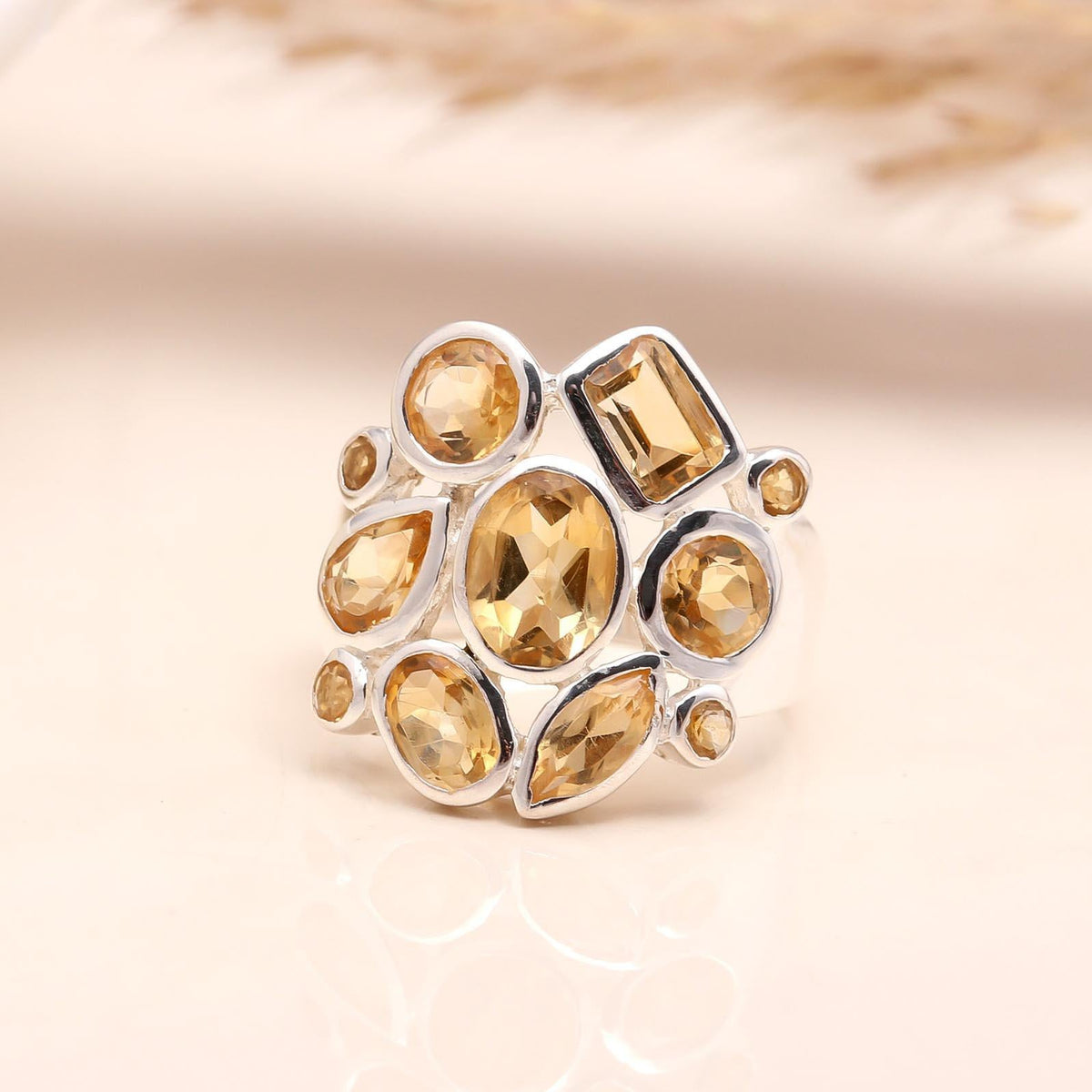 The Golden Hive: Multi-Stone Citrine Ring