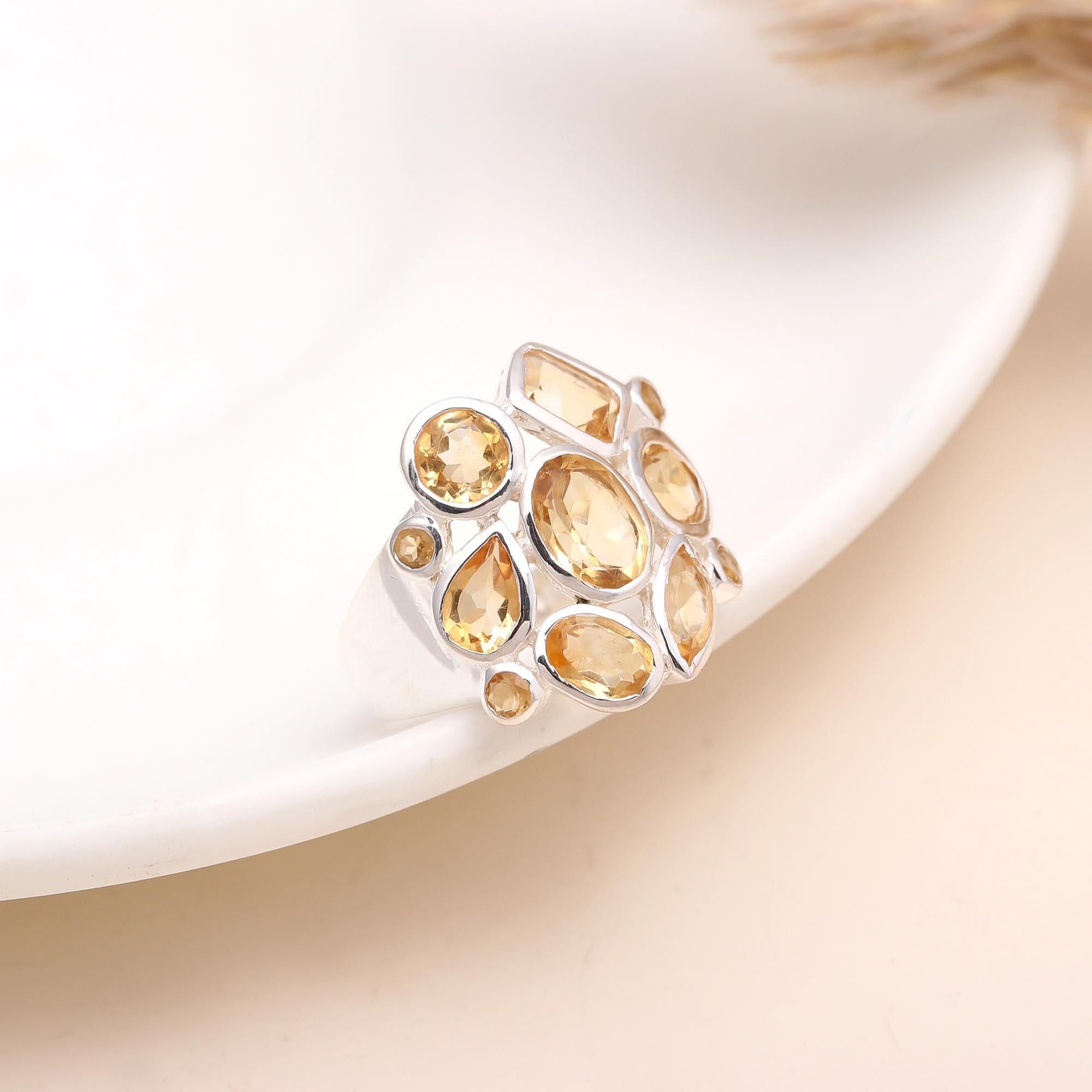 The Golden Hive: Multi-Stone Citrine Ring