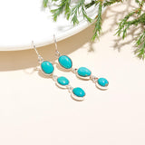 Solid 925 Silver Boho Turquoise Dangle Earrings