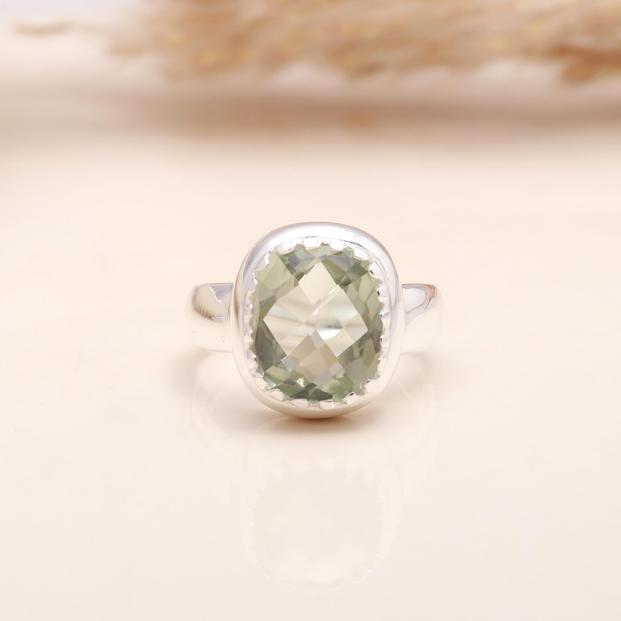 The Crystal Orb: Round Green Amethyst Ring