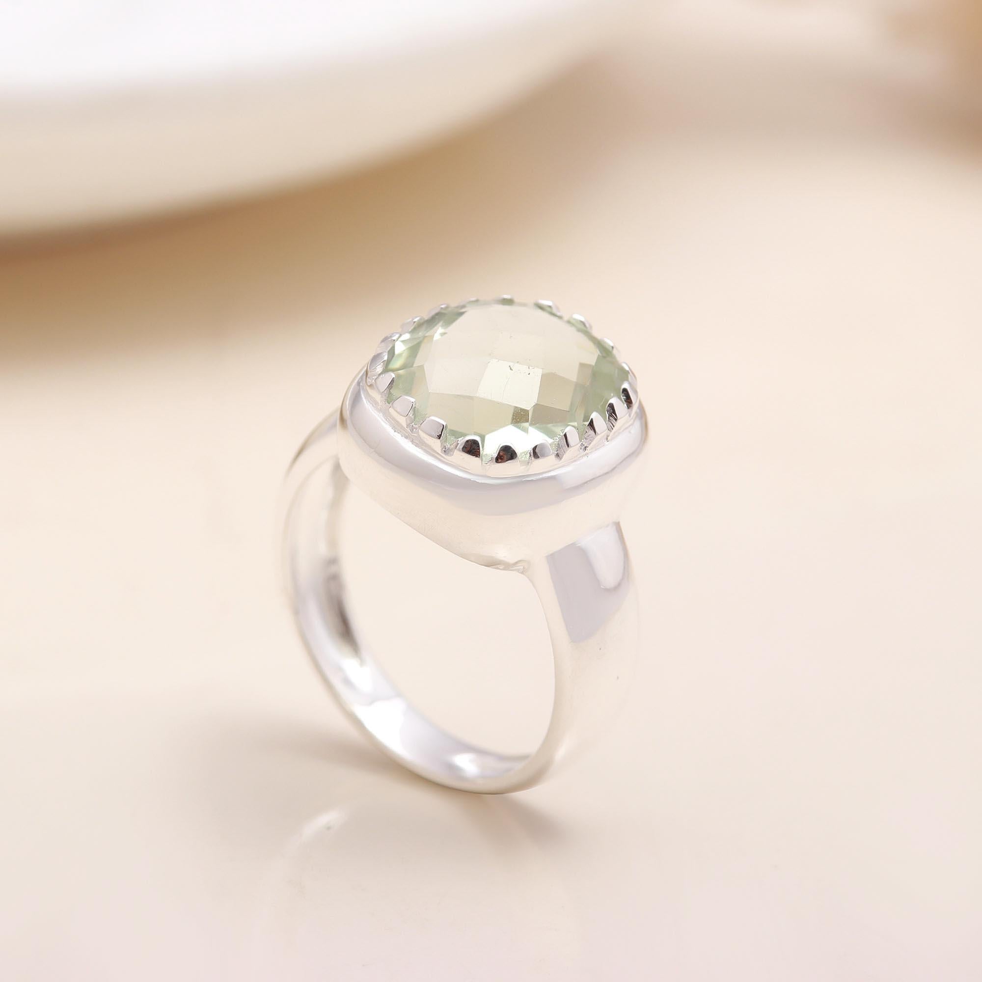 The Crystal Orb: Round Green Amethyst Ring