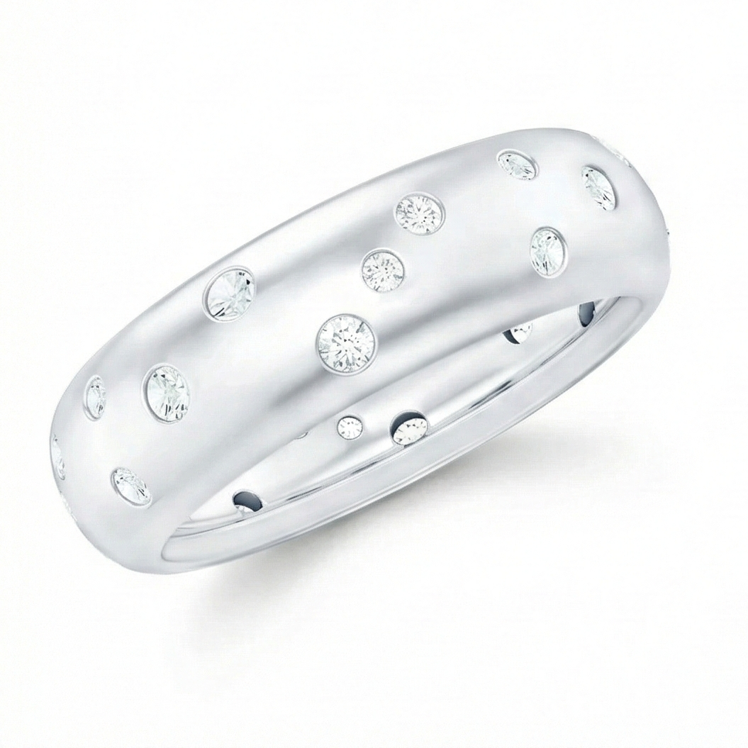 The Stardust Promise: Wide Flush Set Moissanite Band